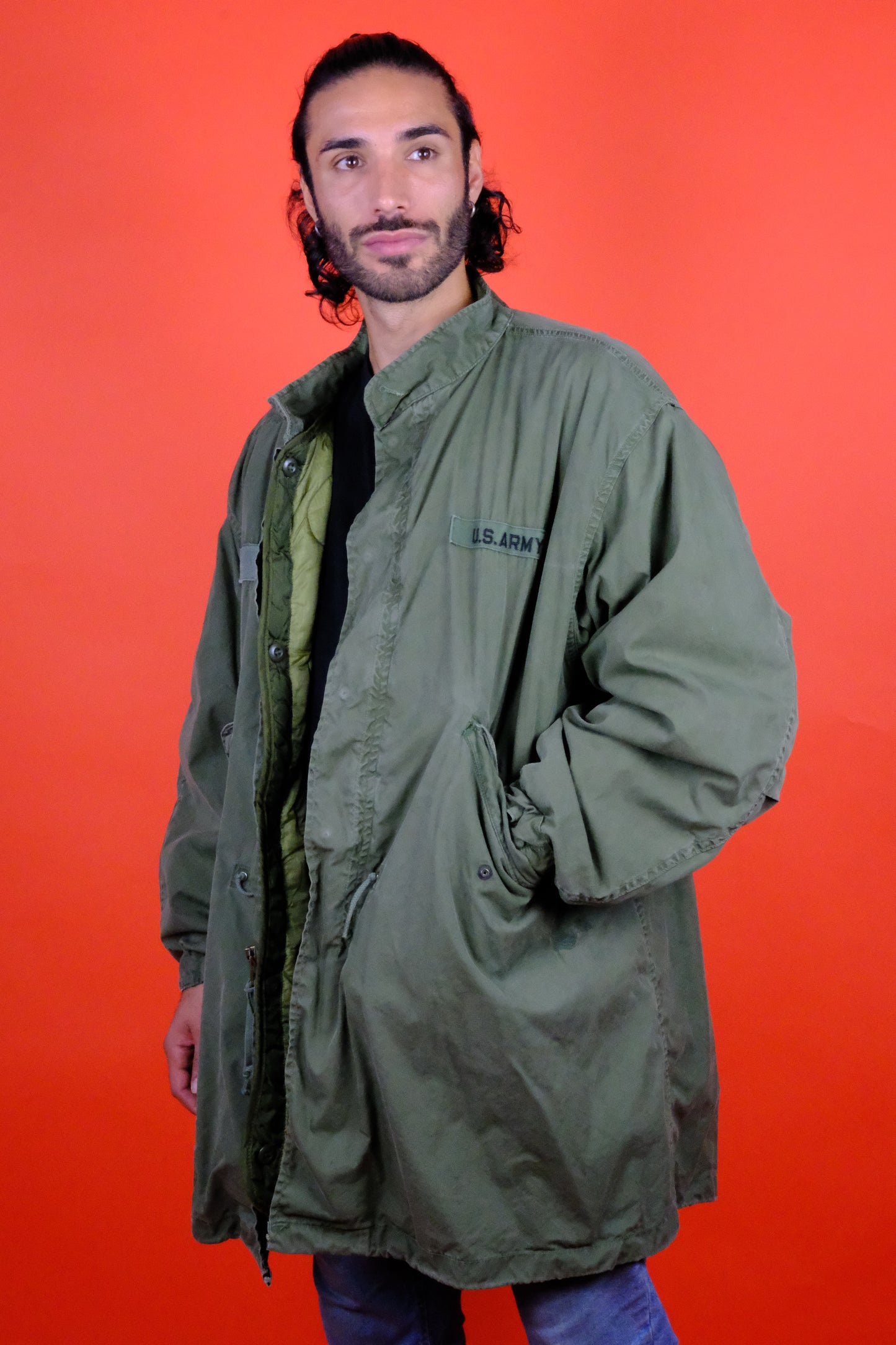 U.S. Army Cold Weather 'Fish Tail' Parka w/ Liner 'L' - vintage clothing clochard92.com