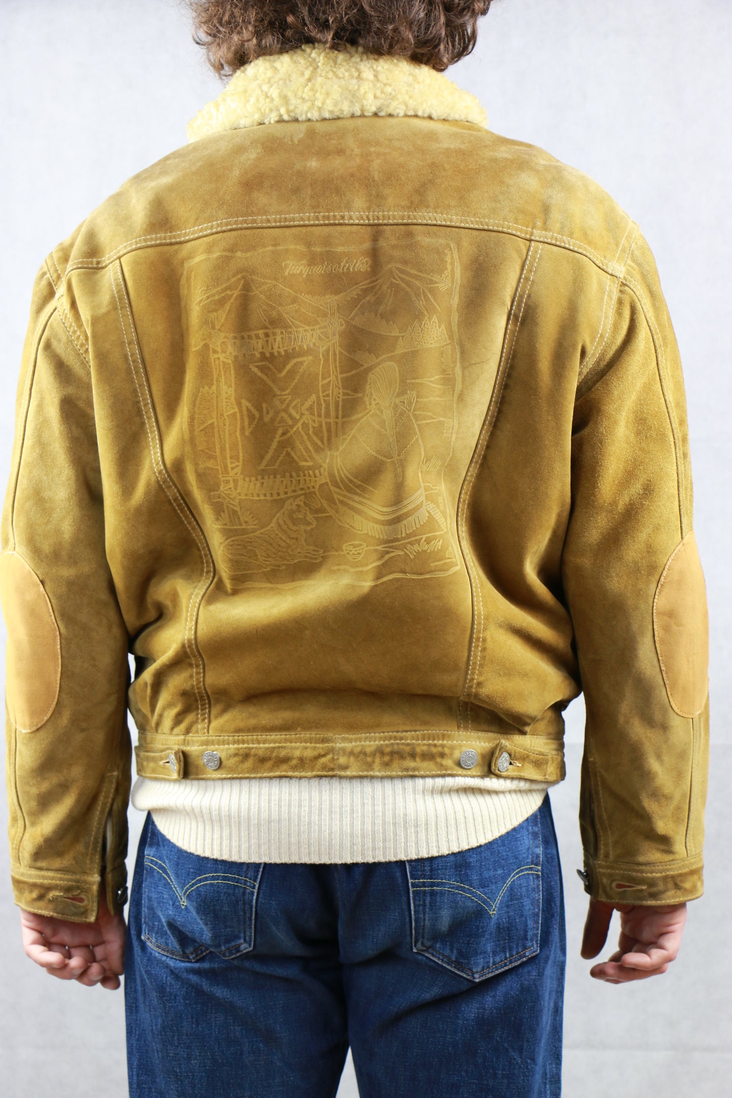 Turquoise Tribes Shearling Lining Jacket, clochard92.com