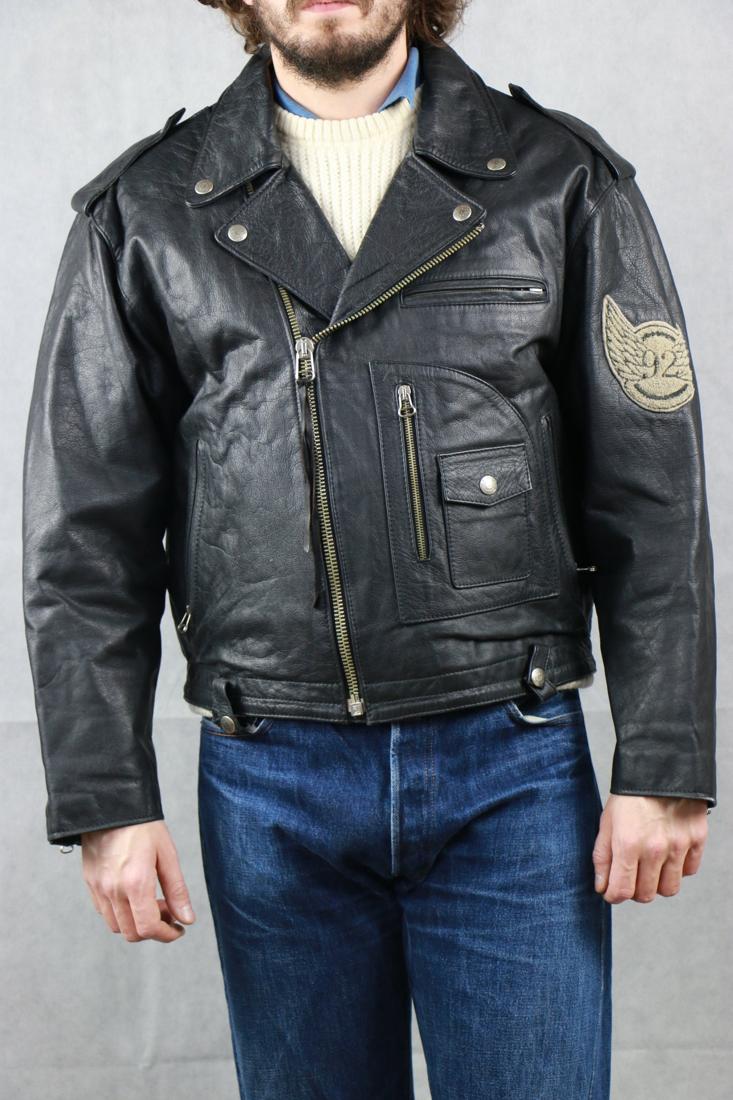 '92 Biker Leather Jacket Motorcycle Club U.S.A. 'Daytona to L.A. Racing' - vintage clothing clochard92.com