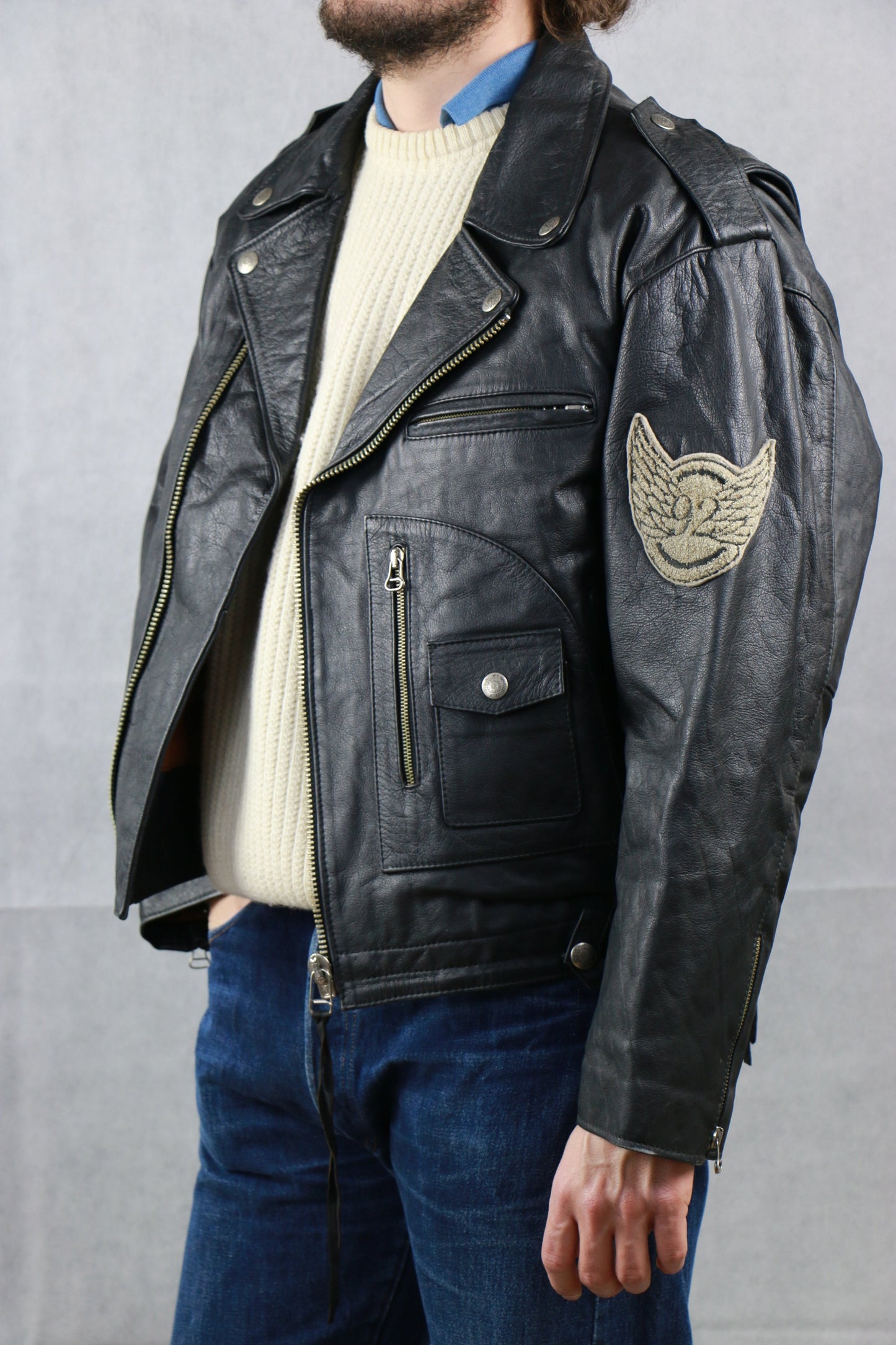 '92 Biker Leather Jacket Motorcycle Club U.S.A. 'Daytona to L.A. Racing' - vintage clothing clochard92.com