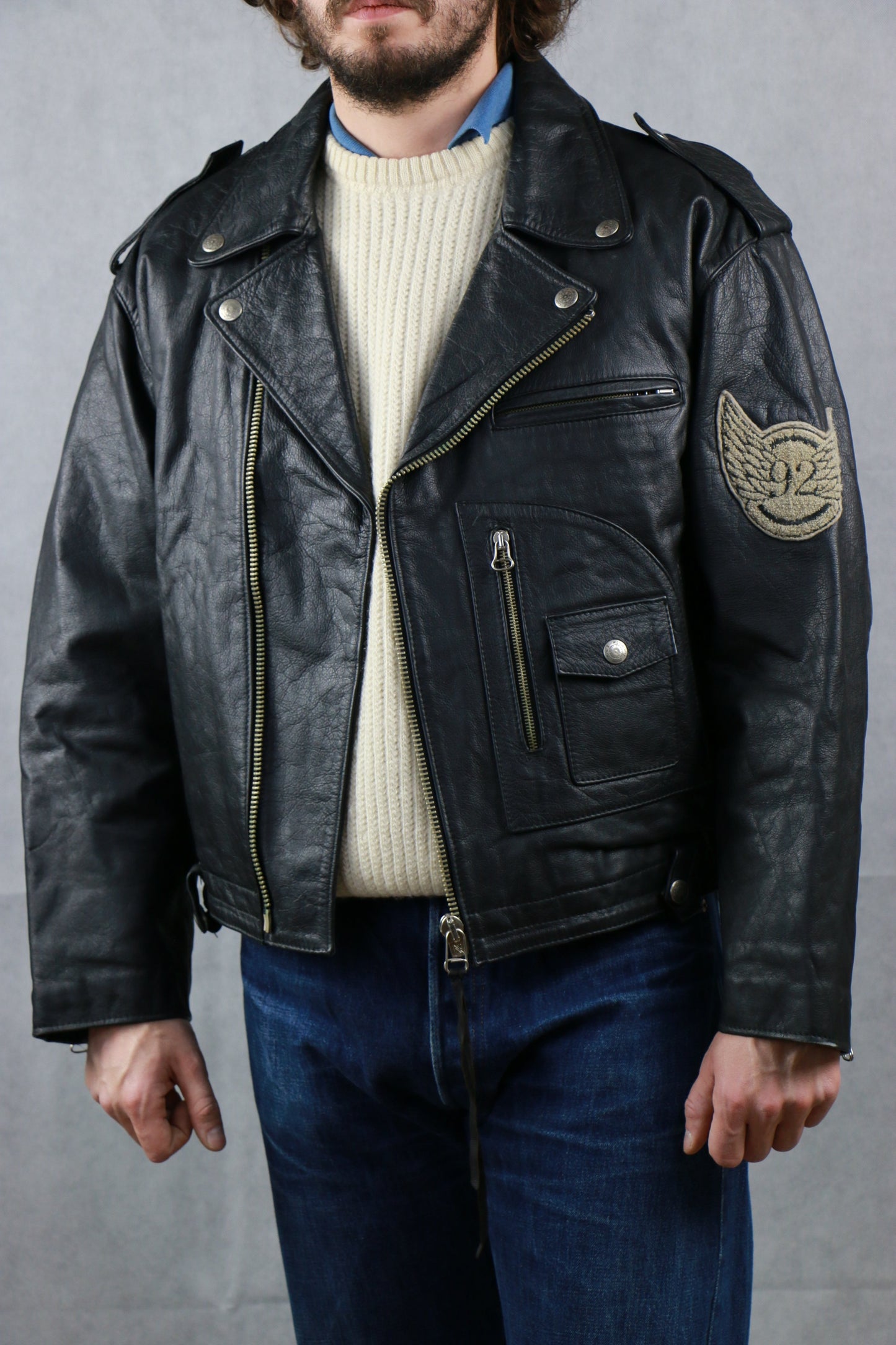 '92 Biker Leather Jacket Motorcycle Club U.S.A. 'Daytona to L.A. Racing' - vintage clothing clochard92.com