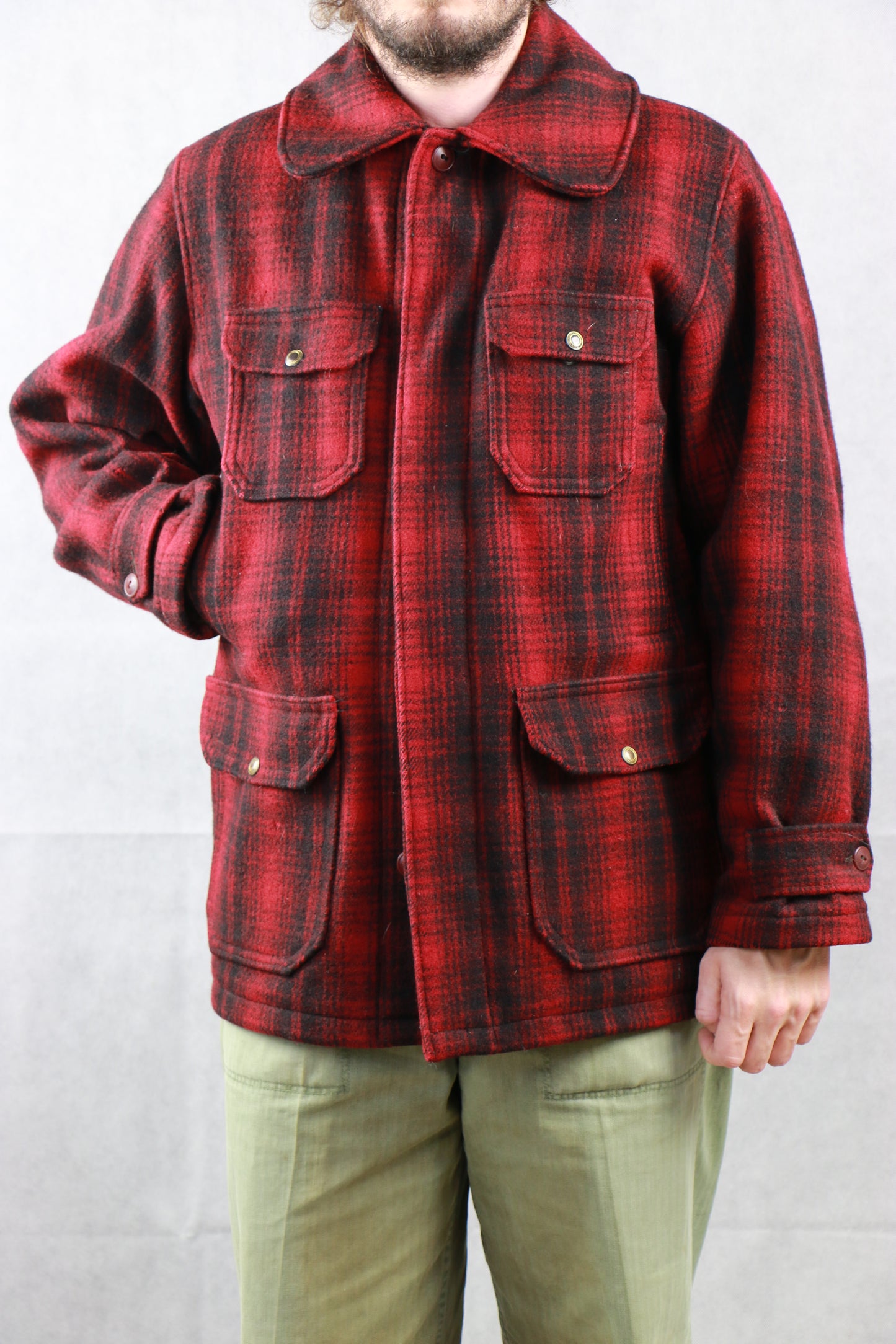 Abercrombie & Fitch Red-Black Plaid Hunting Jacket - vintage clothing clochard92.com