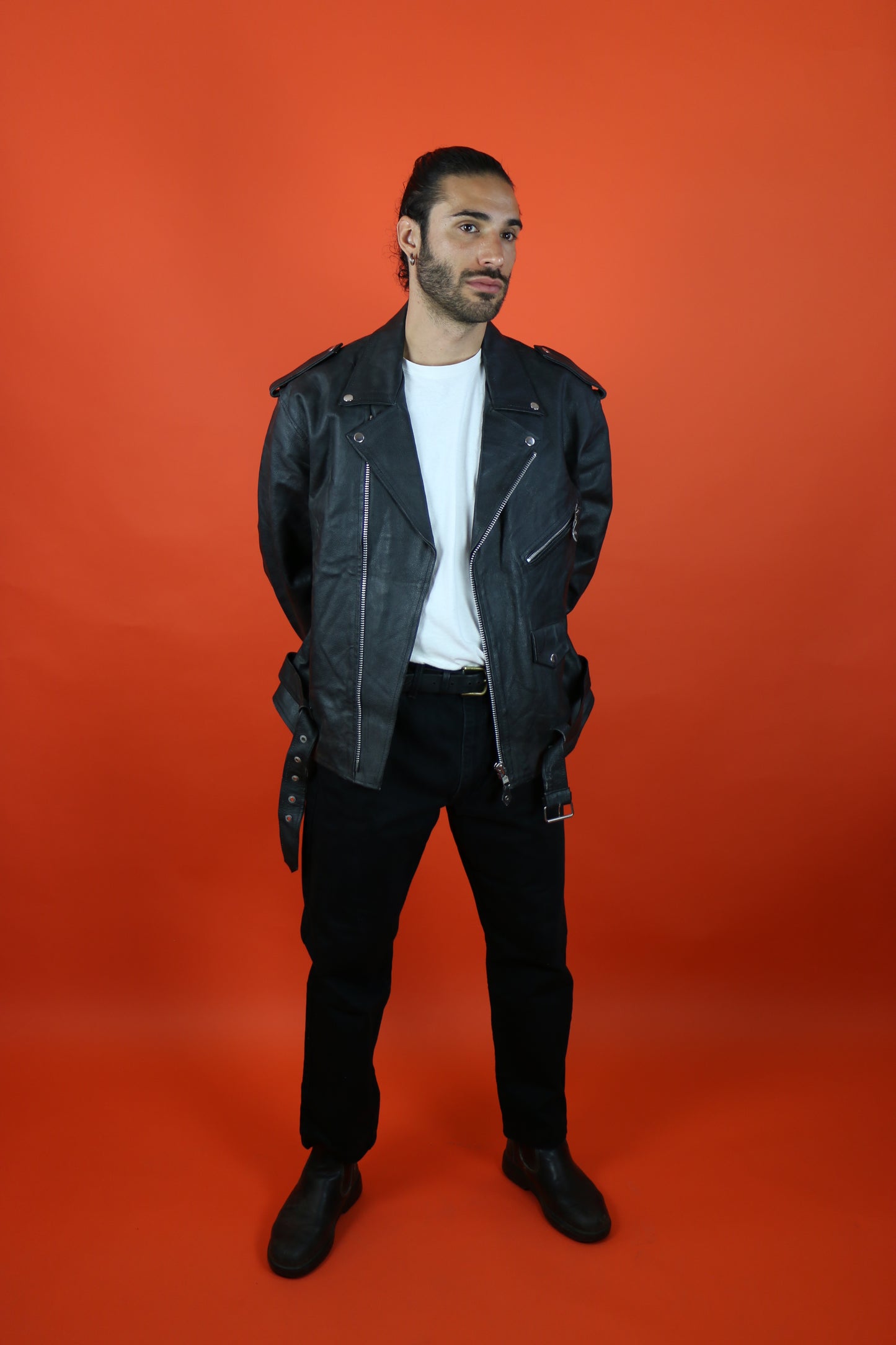 Biker Black Leather Jacket 'XL' - vintage clothing clochard92.com