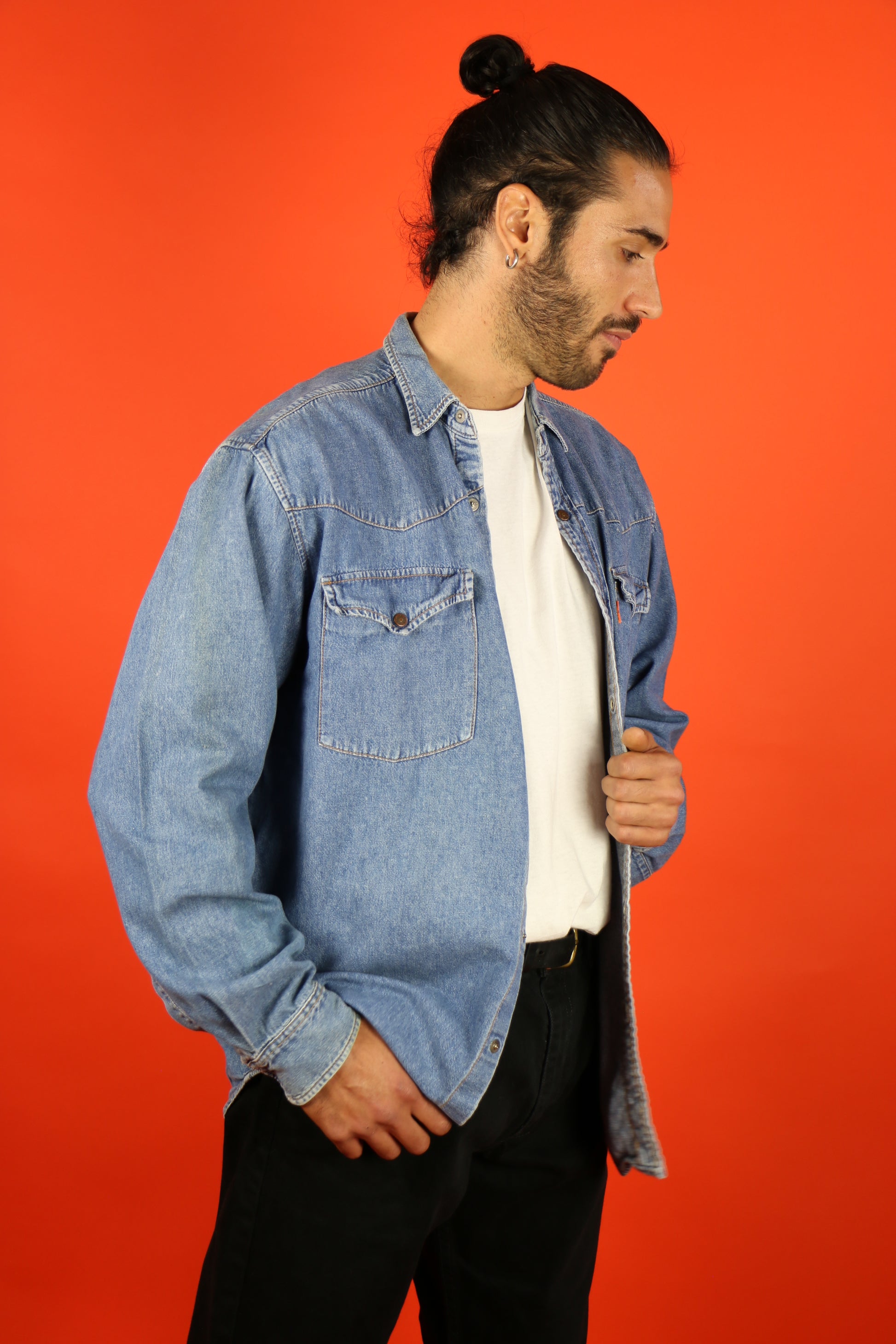 Levis Orange Tag Denim Shirt 90s- vintage clothing clochard92.com, Vintage Store Clochard92.com
