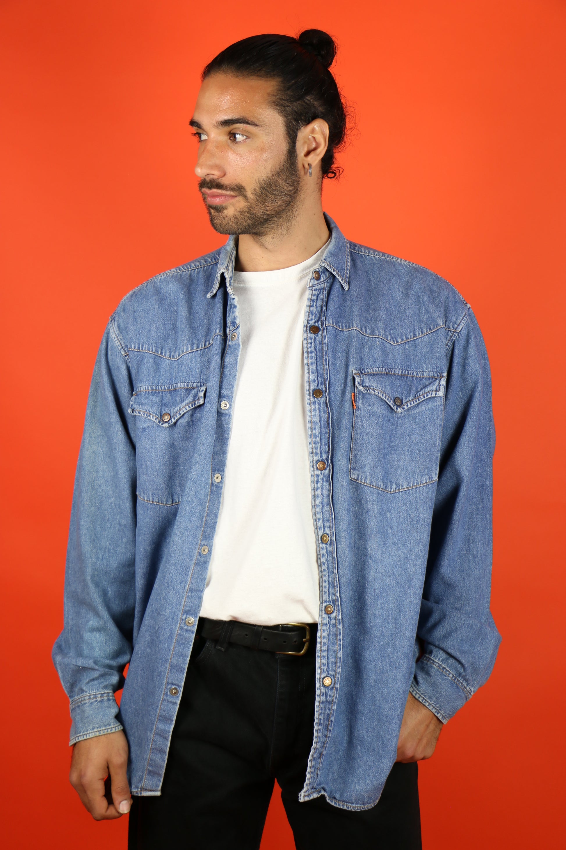 Levis Orange Tag Denim Shirt 90s- vintage clothing clochard92.com, Vintage Store Clochard92.com