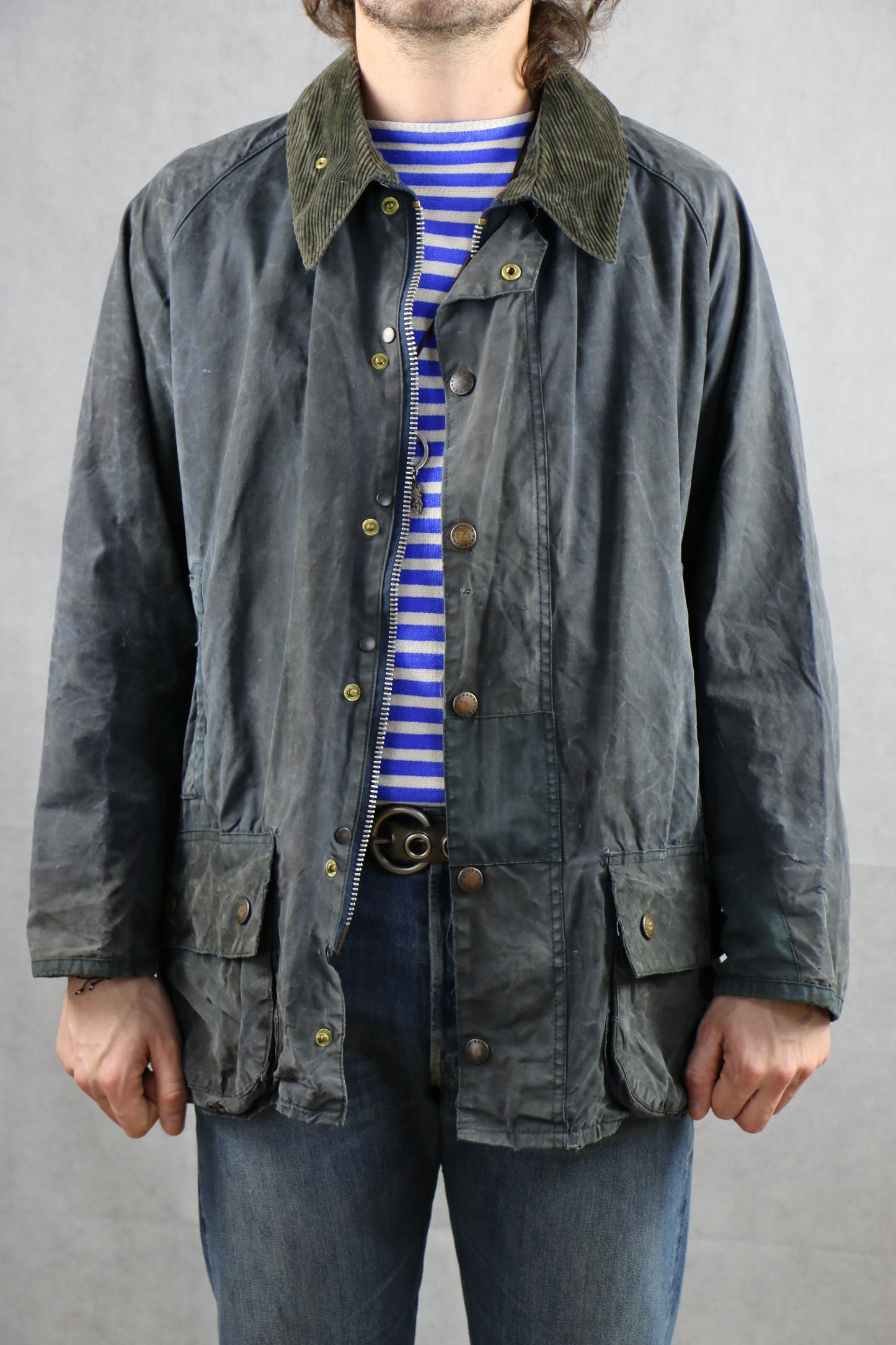 Barbour Beaufort C44 Wax Jacket navy - vintage clothing clochard92.com