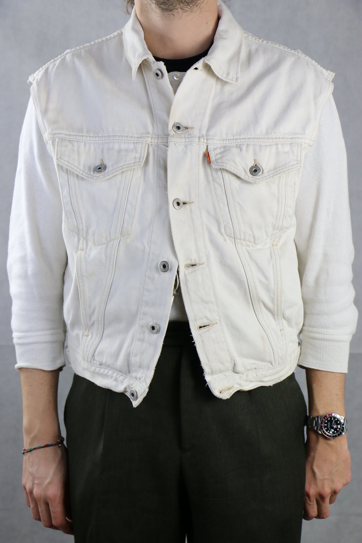 Levi's 'Orange Tab' White Denim Vest 'M', clochard92.com
