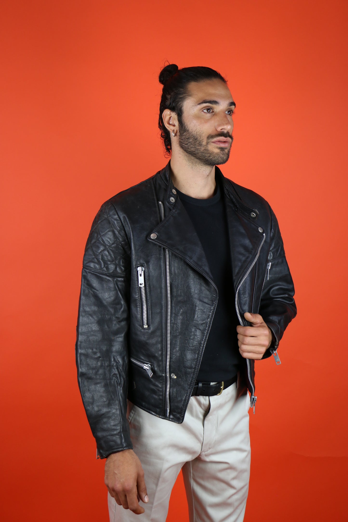 Wolf Biker Leather Jacket - vintage clothing clochard92.com
