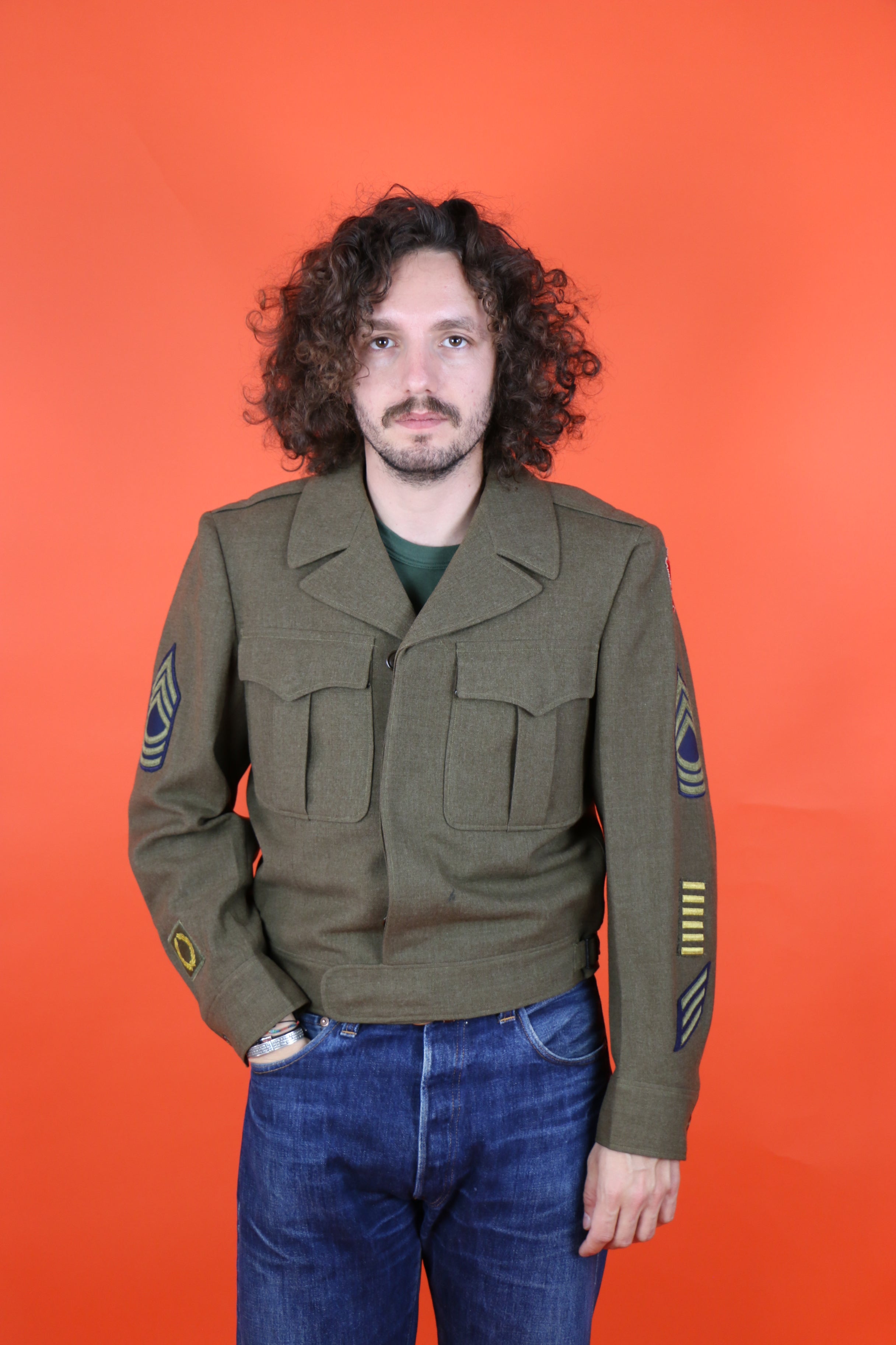 Ike Vintage Wool Military Jacket Vintage French Army Brown Wool
