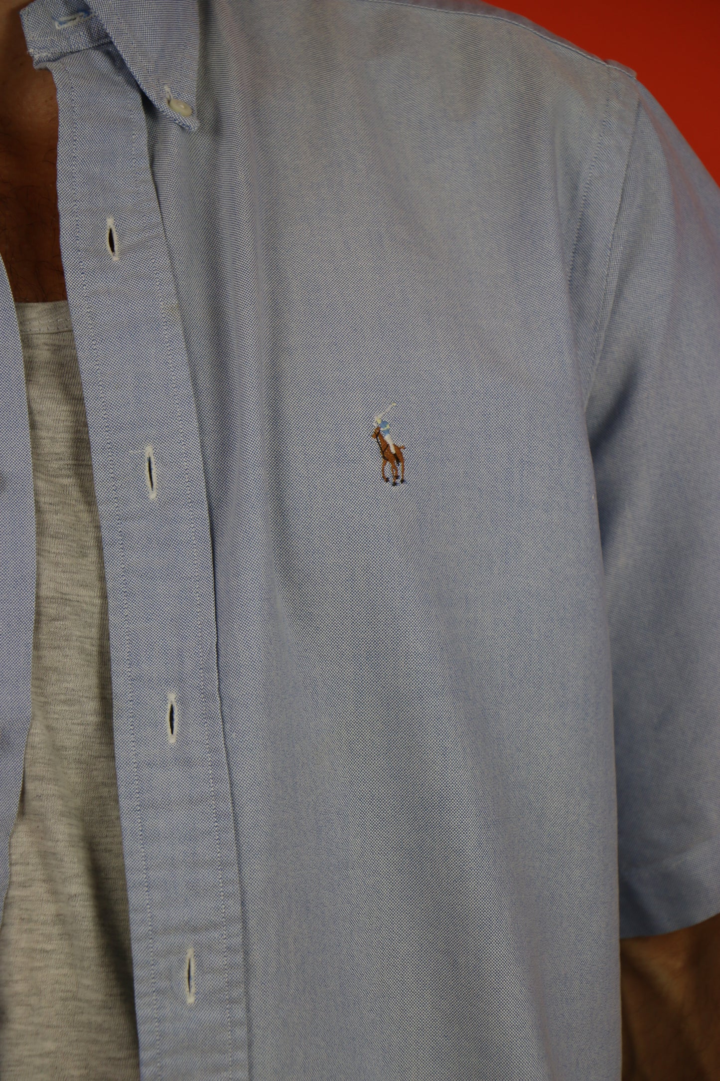 Polo Cotton Shirt by Ralph Lauren short - vintage clothing clochard92.com sleeve
