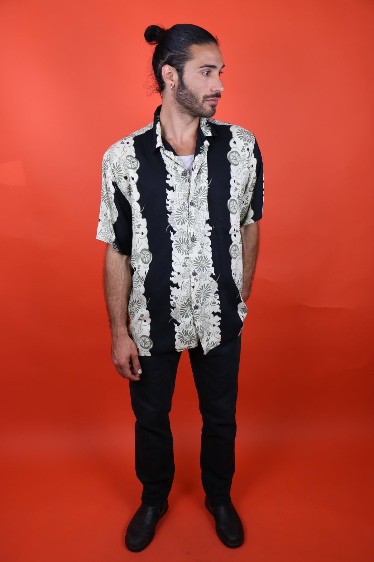 Hawaii Shirt black & beige 'L' - vintage clothing clochard92.com