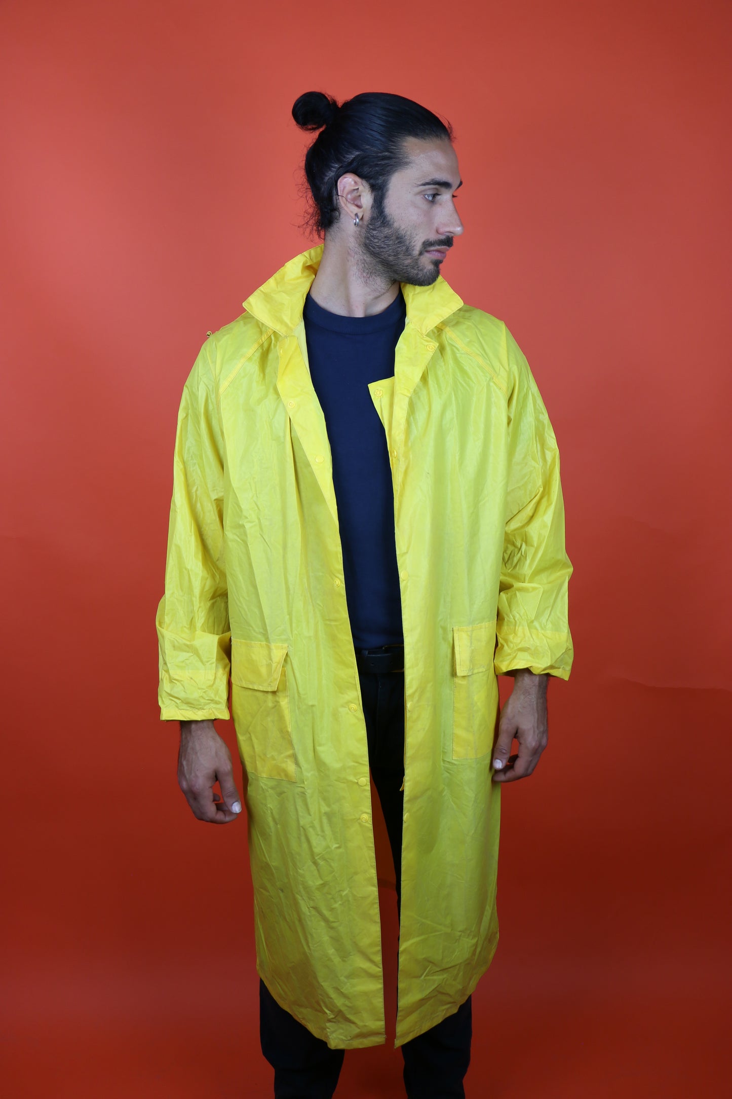 Yellow Lightweight Fisherman Raincoat - vintage clothing clochard92.com
