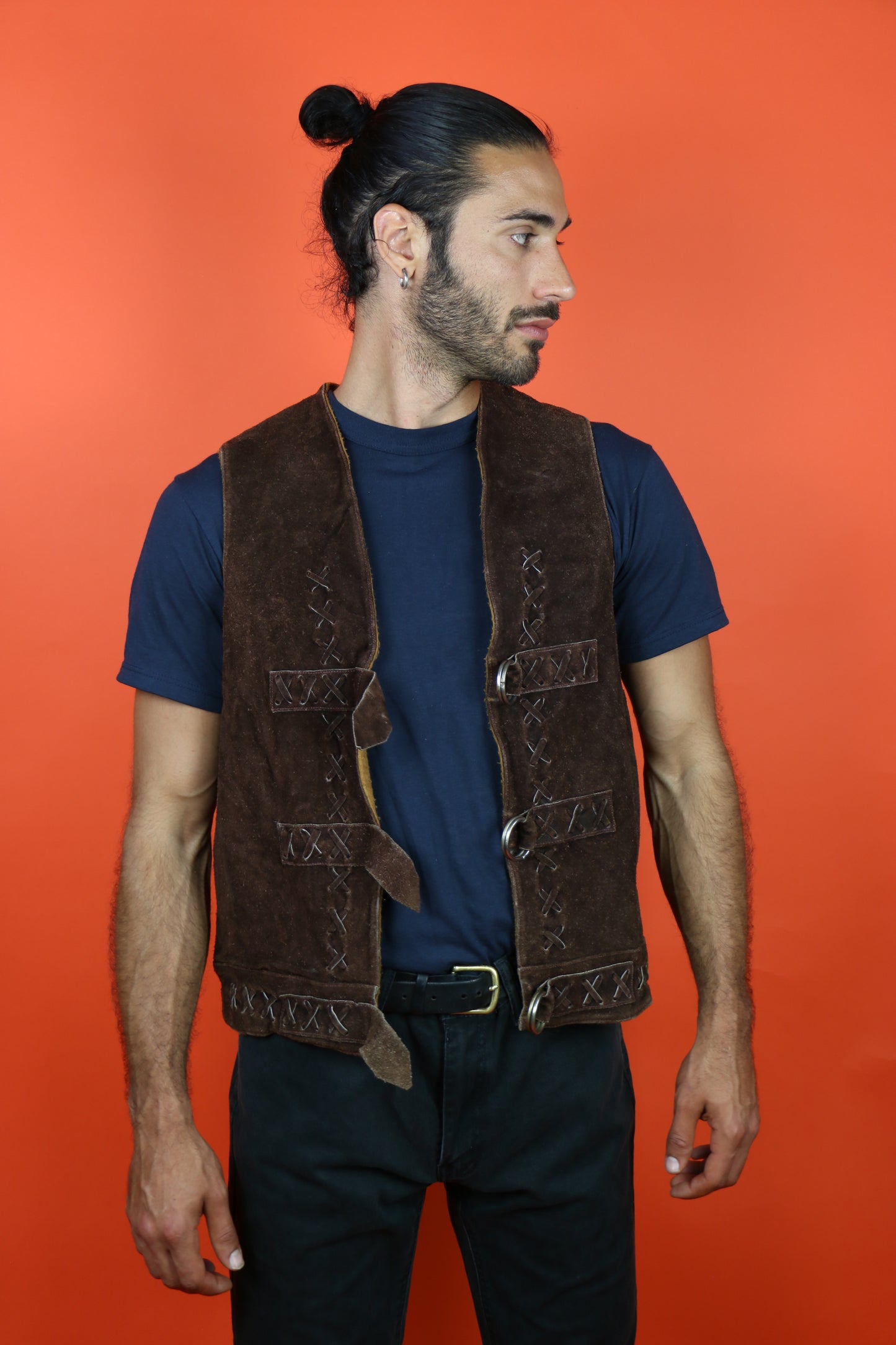 Suede Vest w/ leather belts - vintage clothing clochard92.com