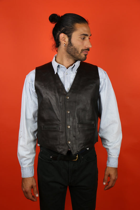 RIFLE Leather Vest - vintage clothing clochard92.com