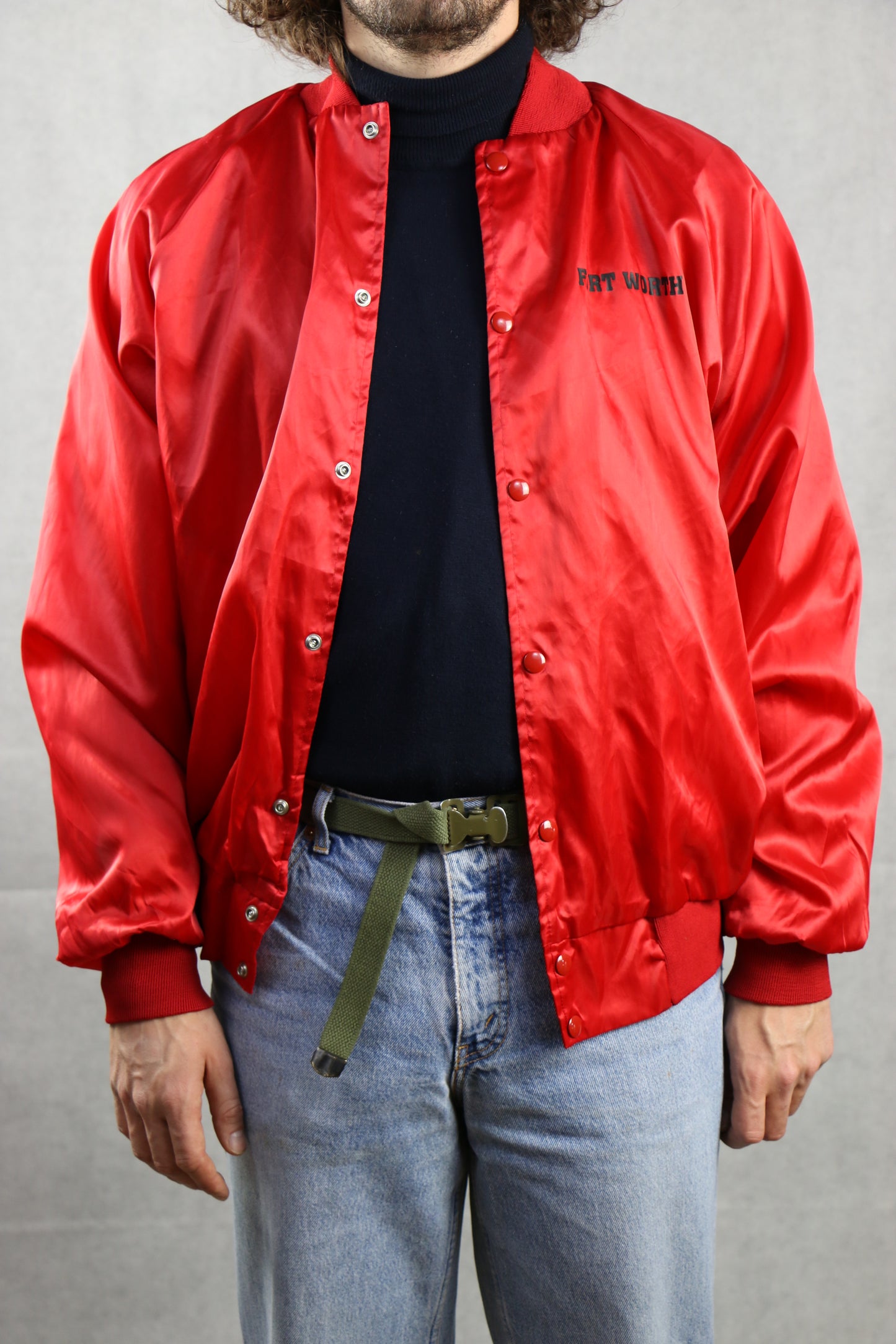 Satin Red Bomber Jacket - vintage clothing clochard92.com