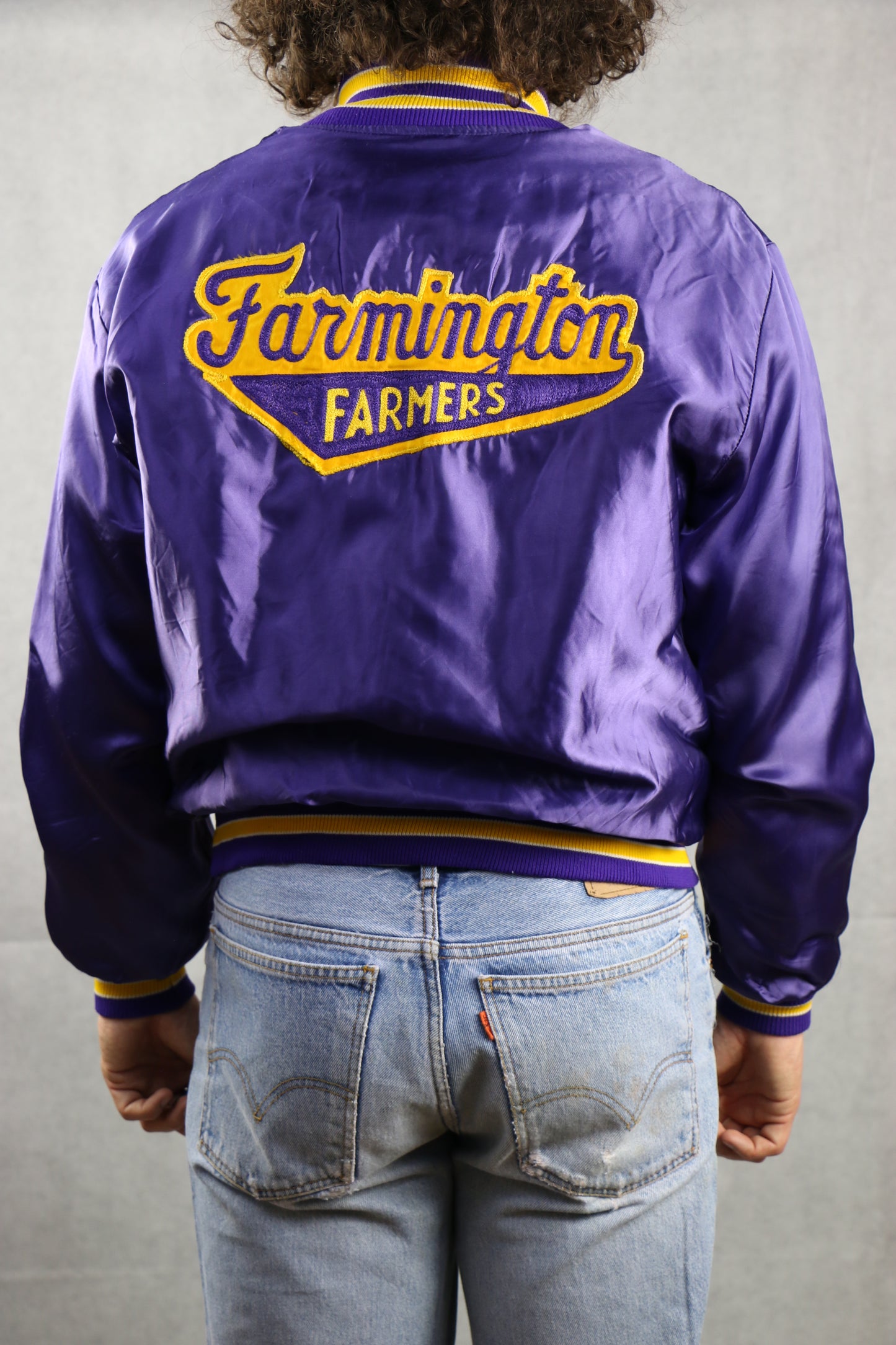 Satin Purple Bomber Jacket (Bonnie)- vintage clothing clochard92.com