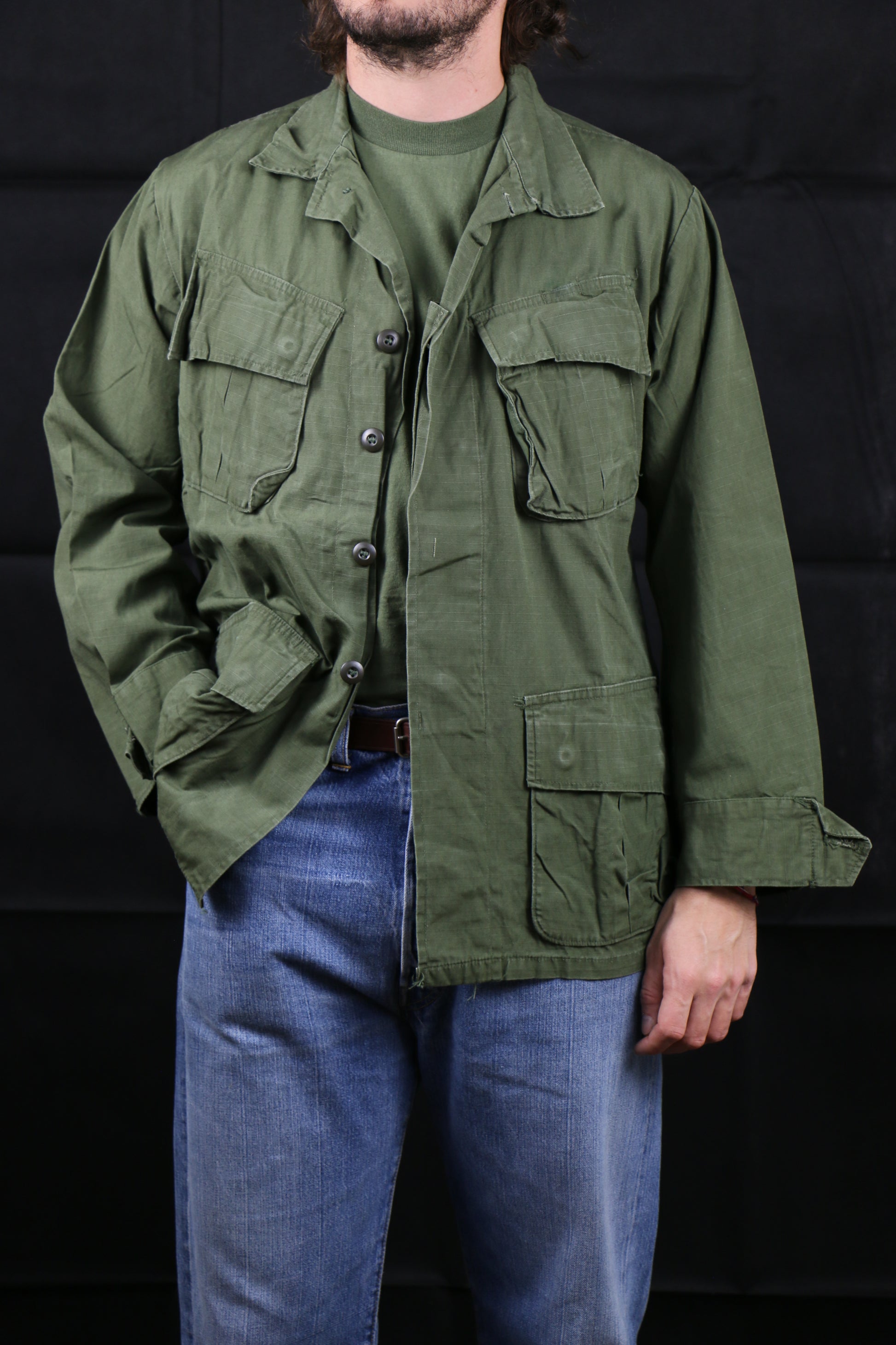 Jungle Jacket Olive Green 1970, clochard92.com, Vintage Store Clochard92.com