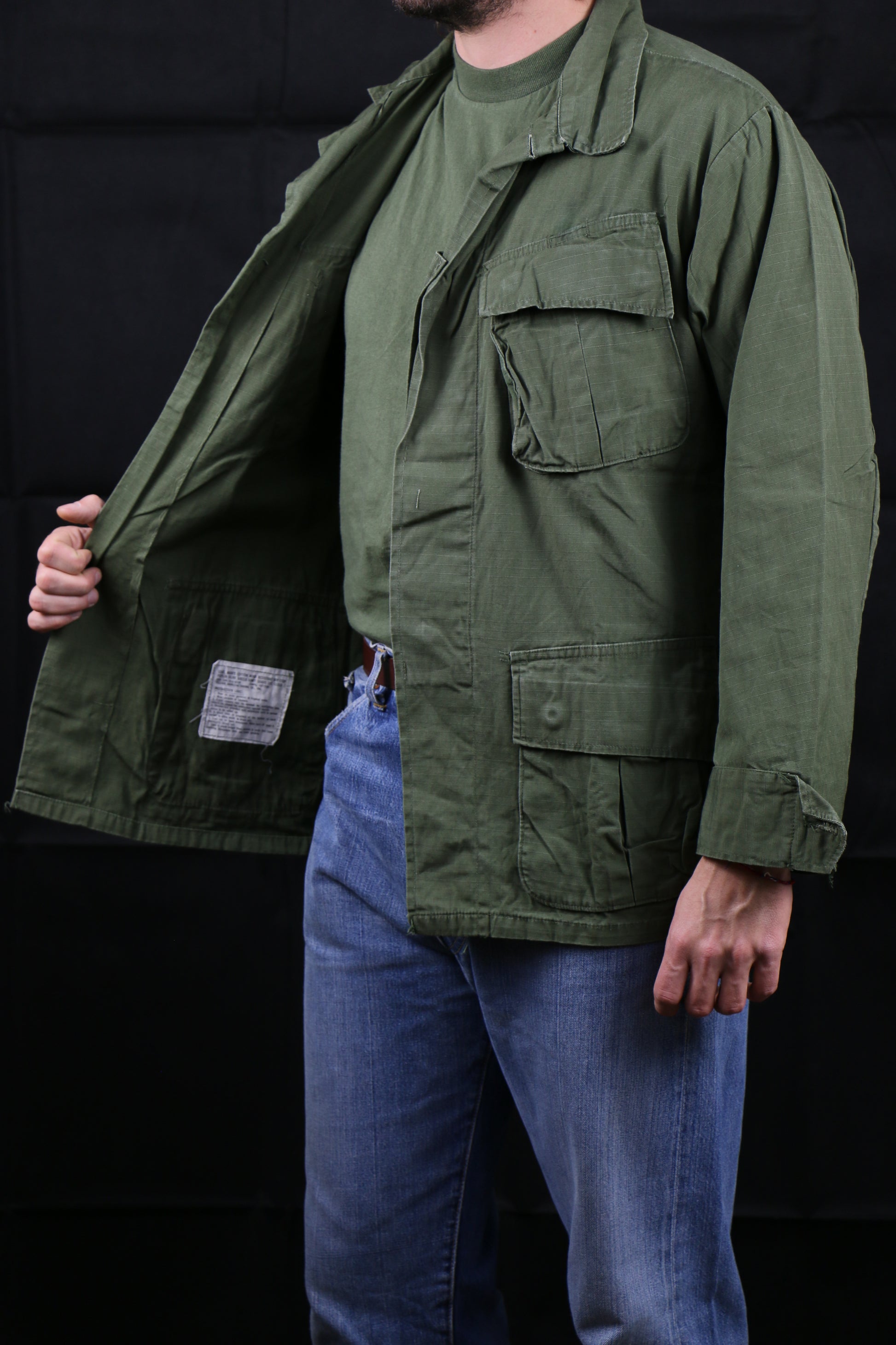 Jungle Jacket Olive Green 1970, clochard92.com, Vintage Store Clochard92.com