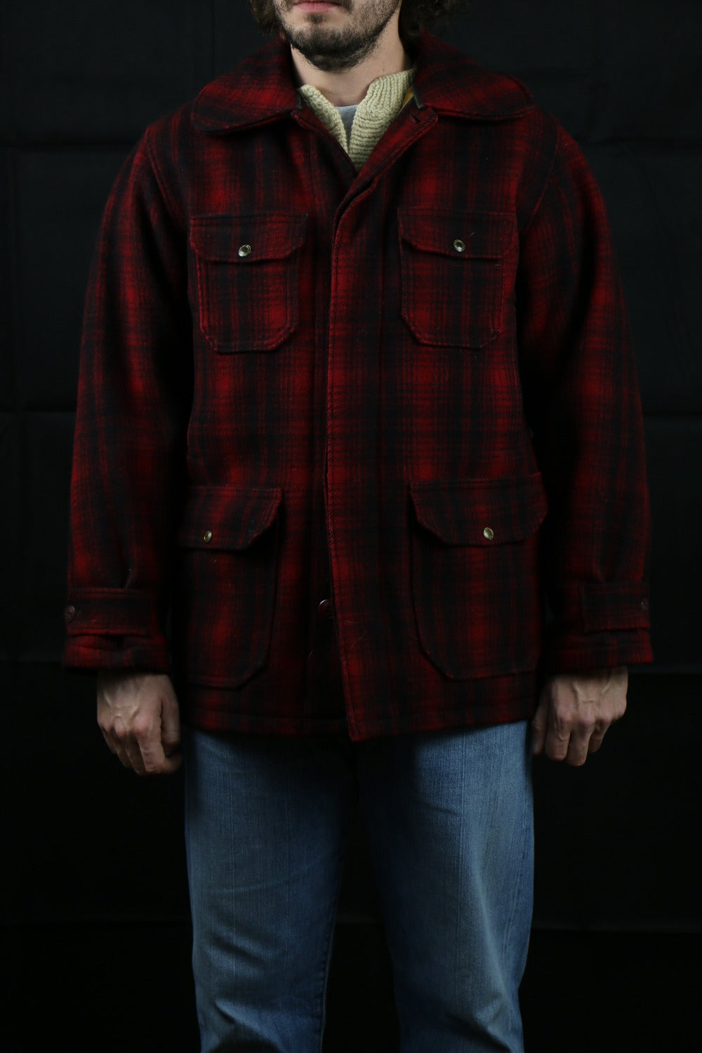 Abercrombie & Fitch Red-Black Plaid Hunting Jacket - vintage clothing clochard92.com