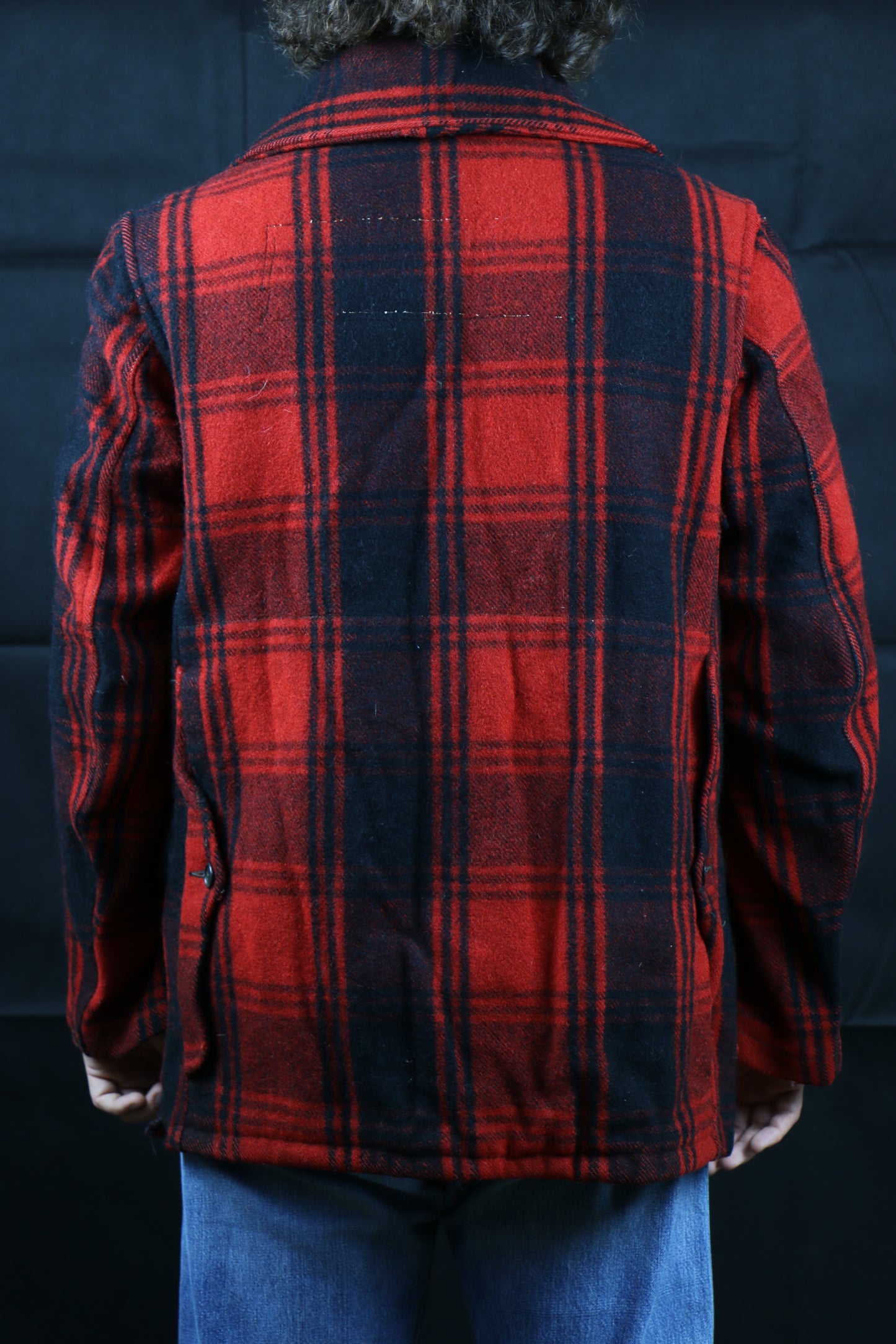 Merrill Buffalo Plaid Wool Barn Jacket 40s, clochard92.com
