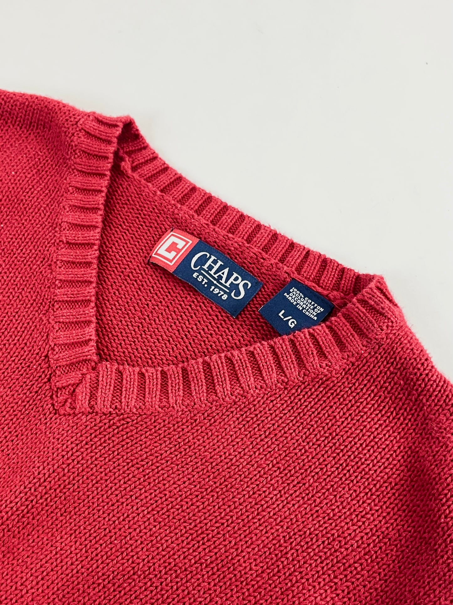 90s Ralph Lauren Chaps Cotton Knit V neck L