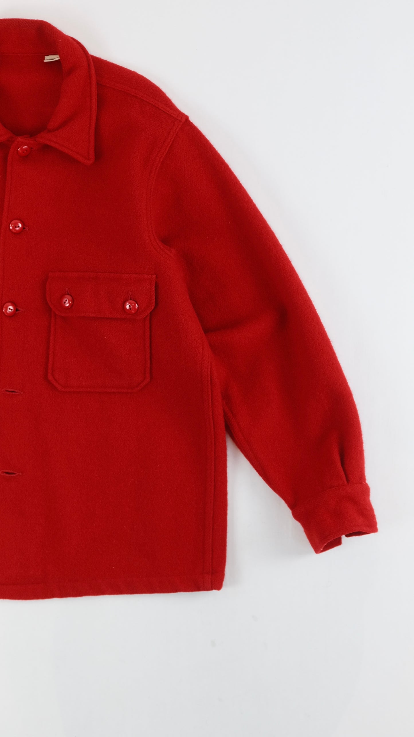 60s red boyscout wool shirt M