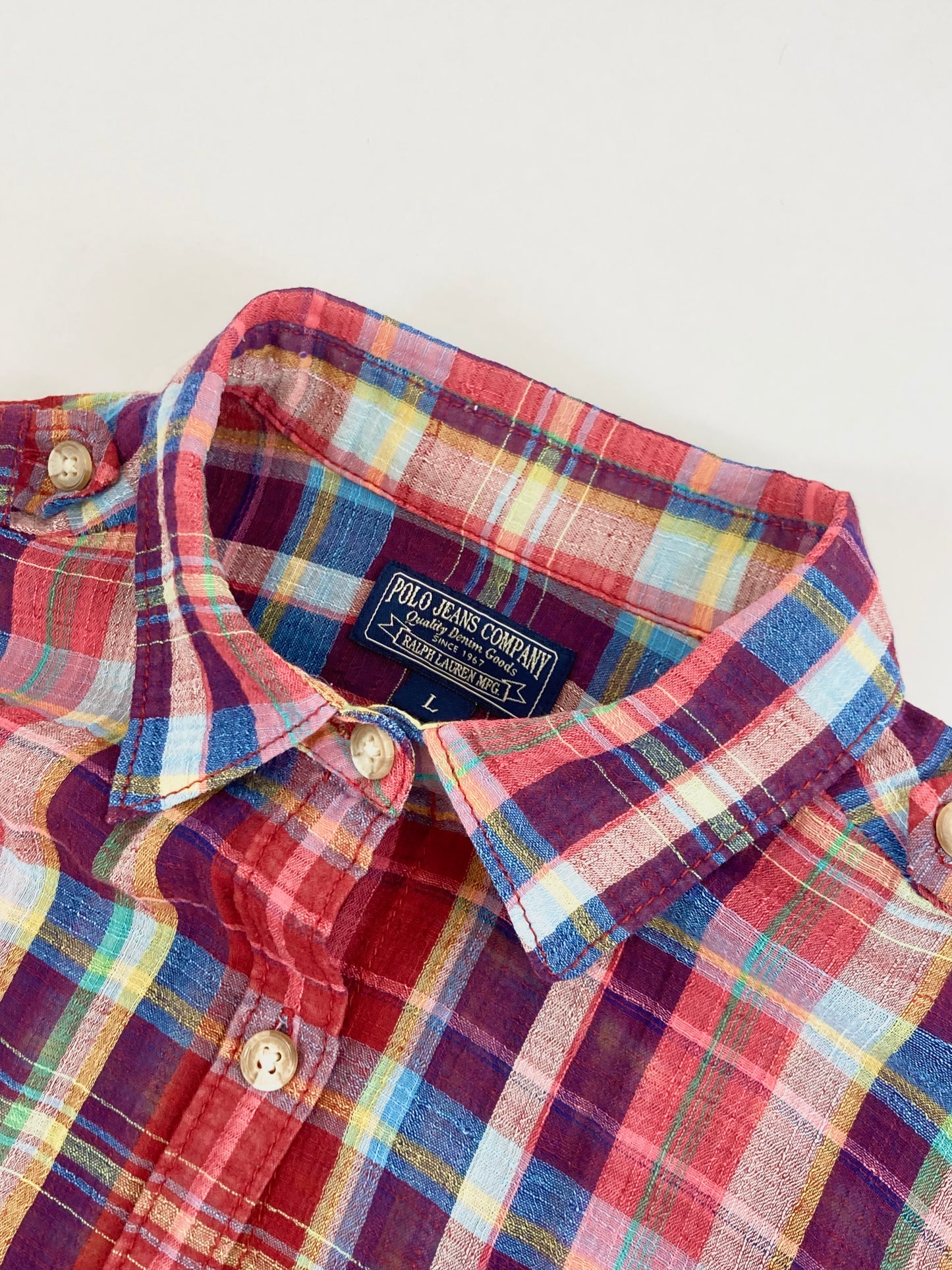 90s Polo Jeans light checkered shirt S