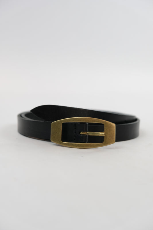Western slim black leather belt