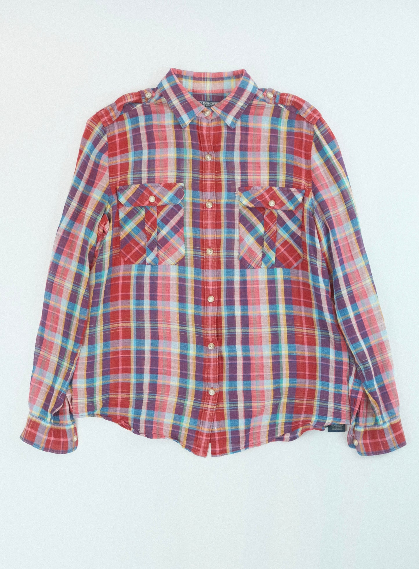 90s Polo Jeans light checkered shirt S