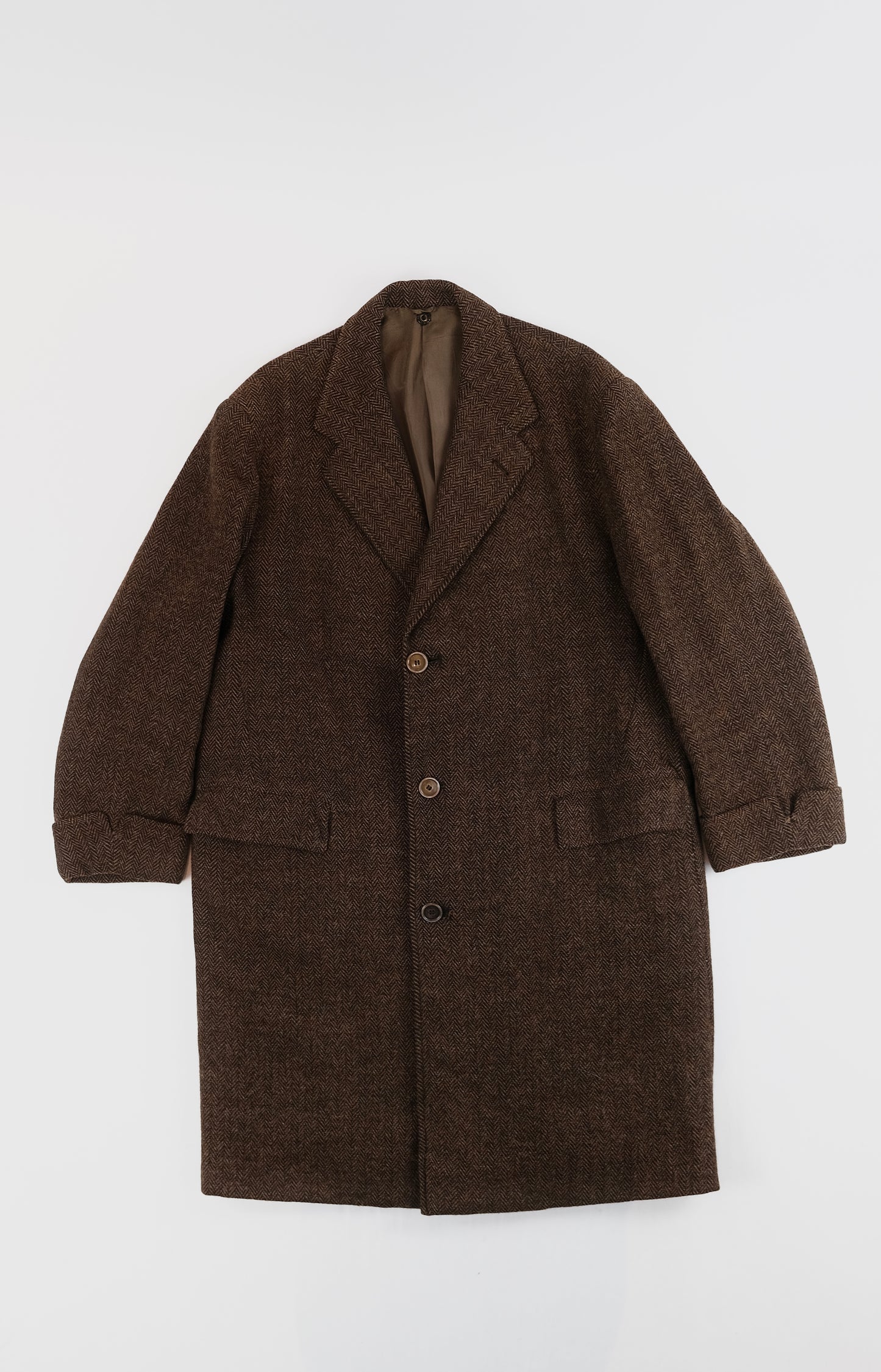 70s HBT tweed coat L