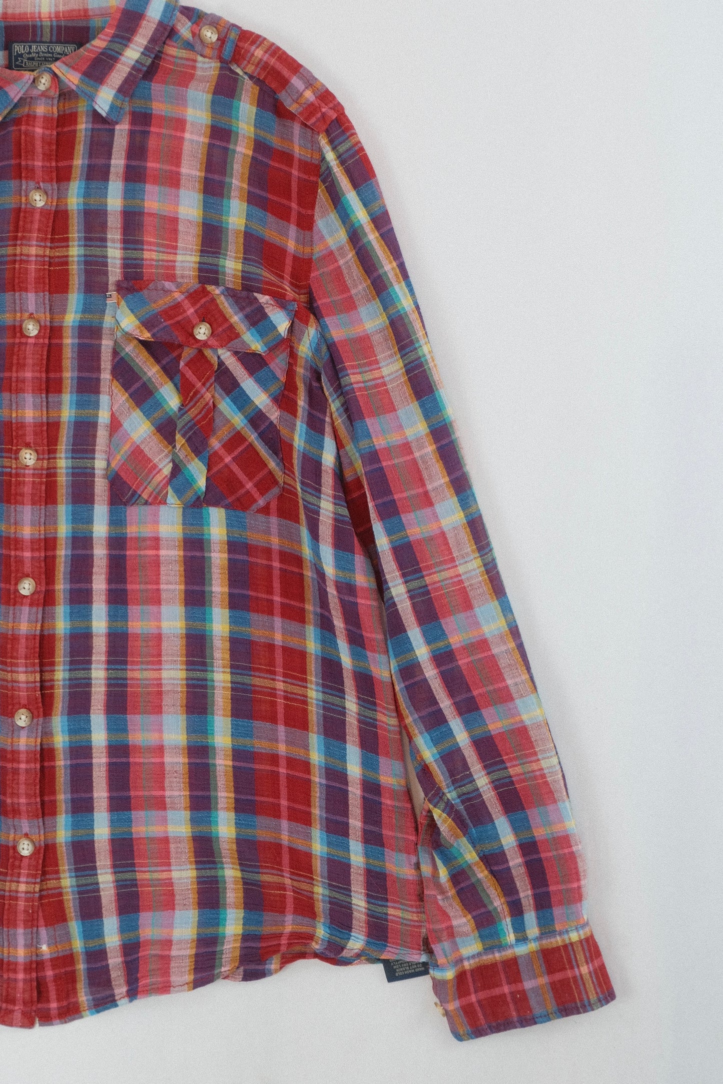 90s Polo Jeans light checkered shirt S