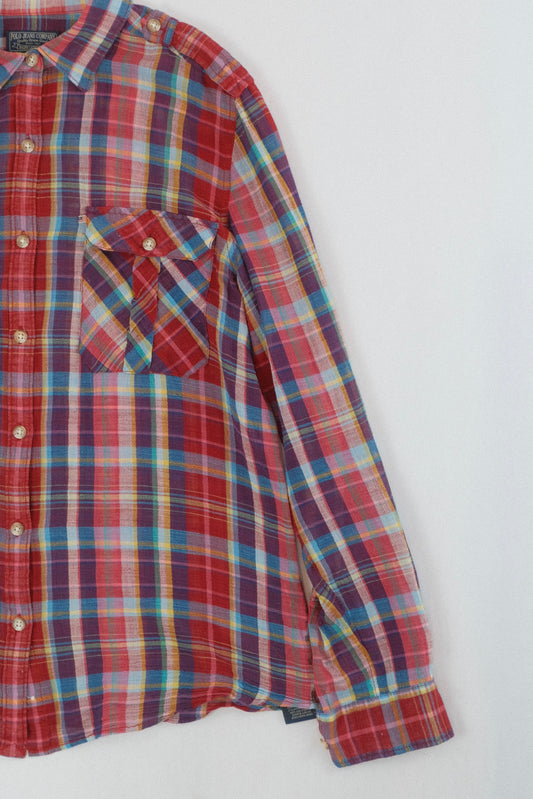 90s Polo Jeans light checkered shirt S