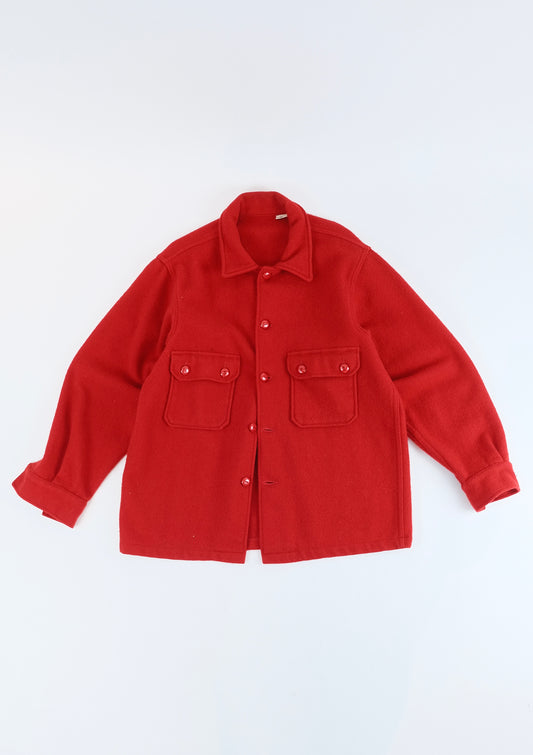 60s red boyscout wool shirt M