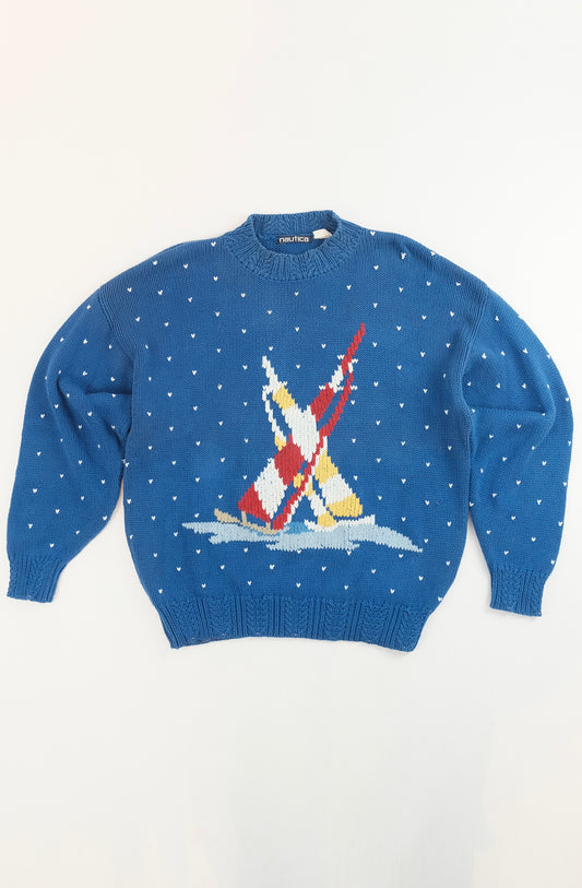 80s Nautica cotton Knit M
