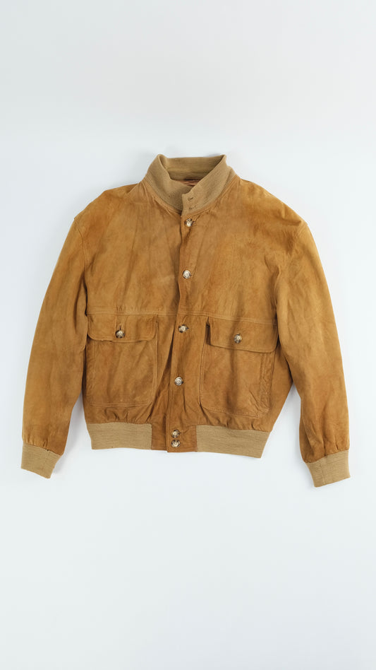 Suede Cognac bomber jacket M