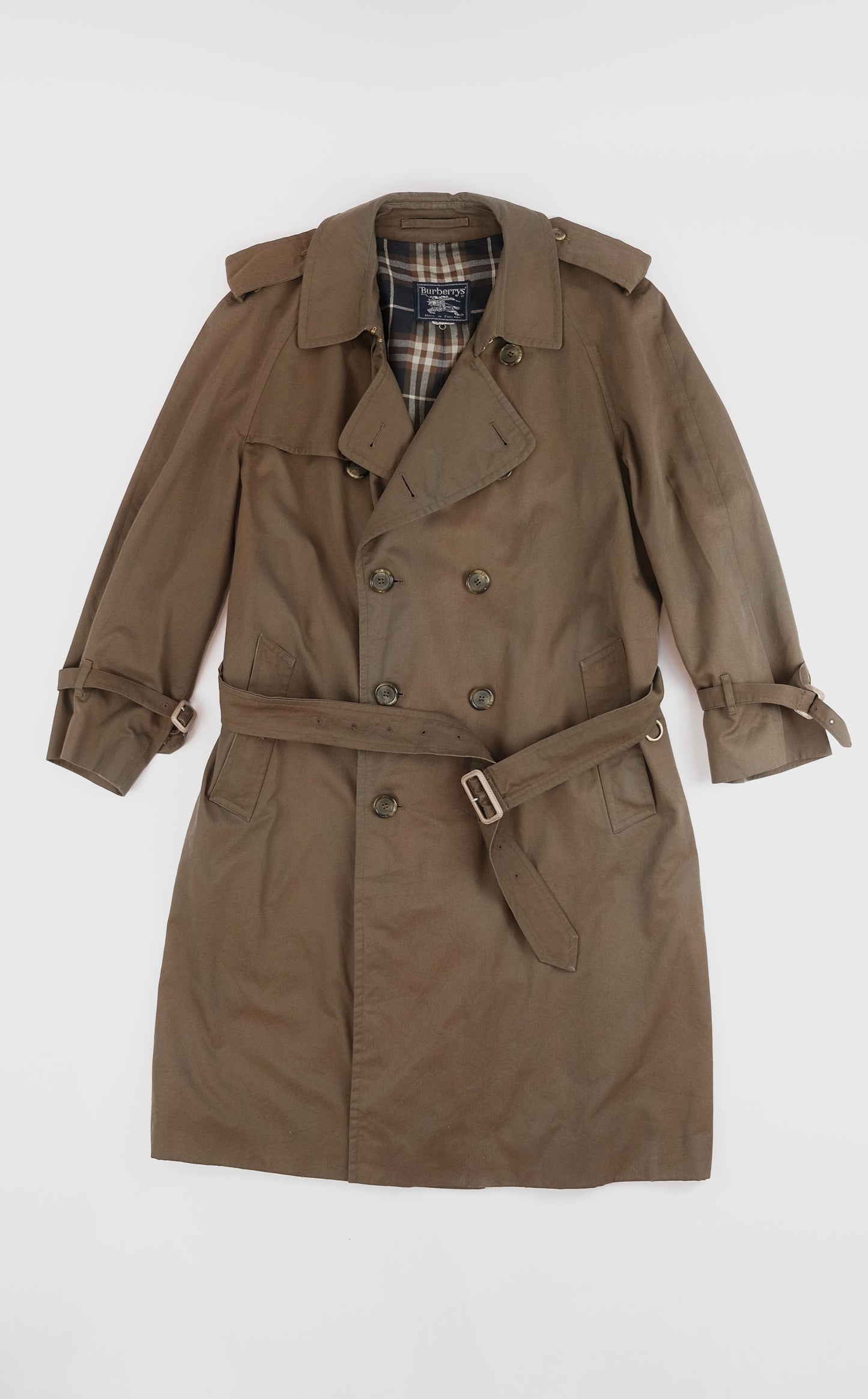 80s Burberry double breasted trench L