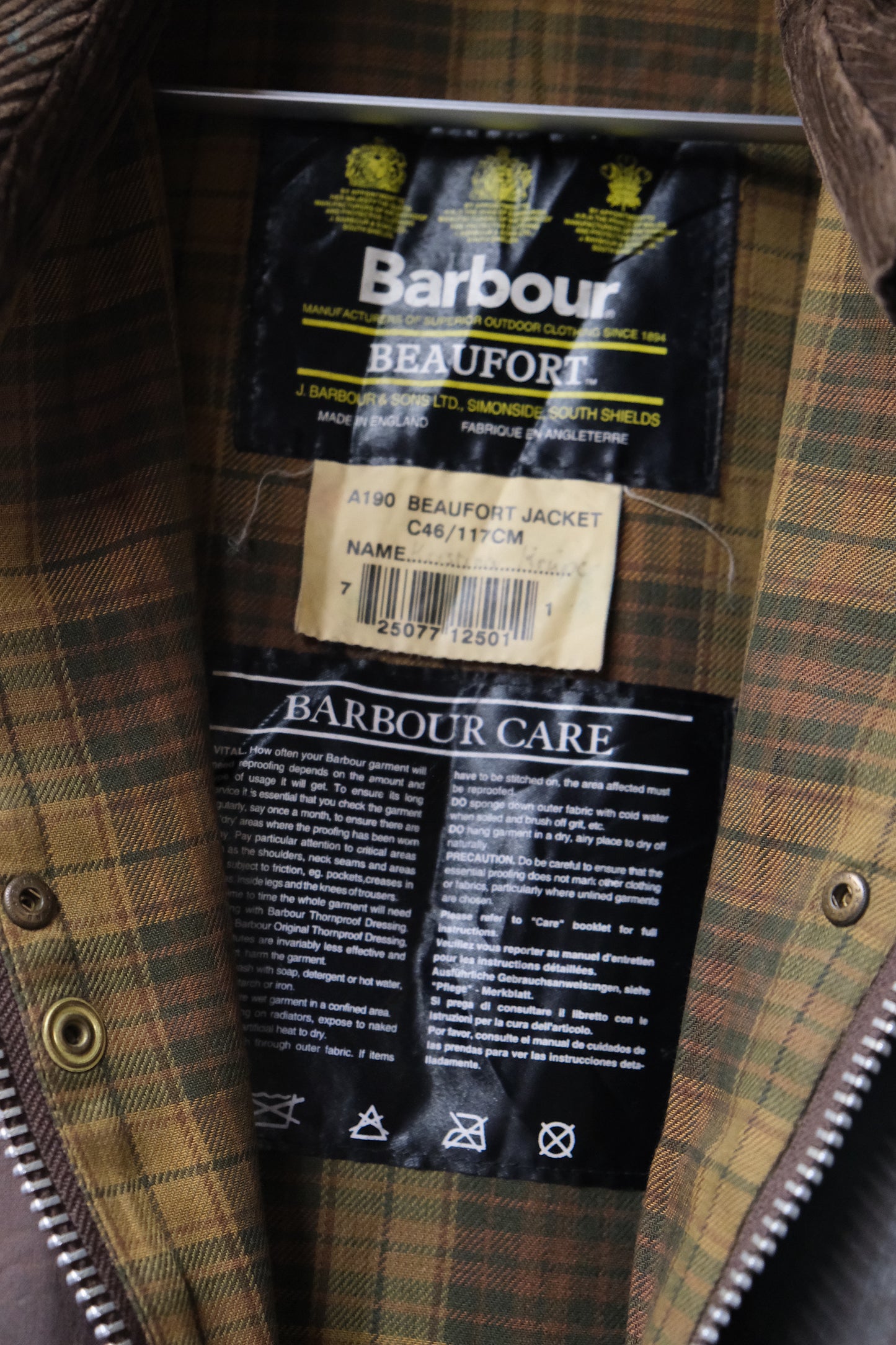 Vintage waxed Barbour Beaufort jacket XL