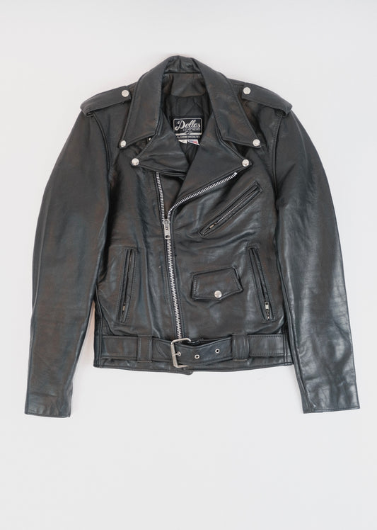 70s Dallas leather biker jacket L
