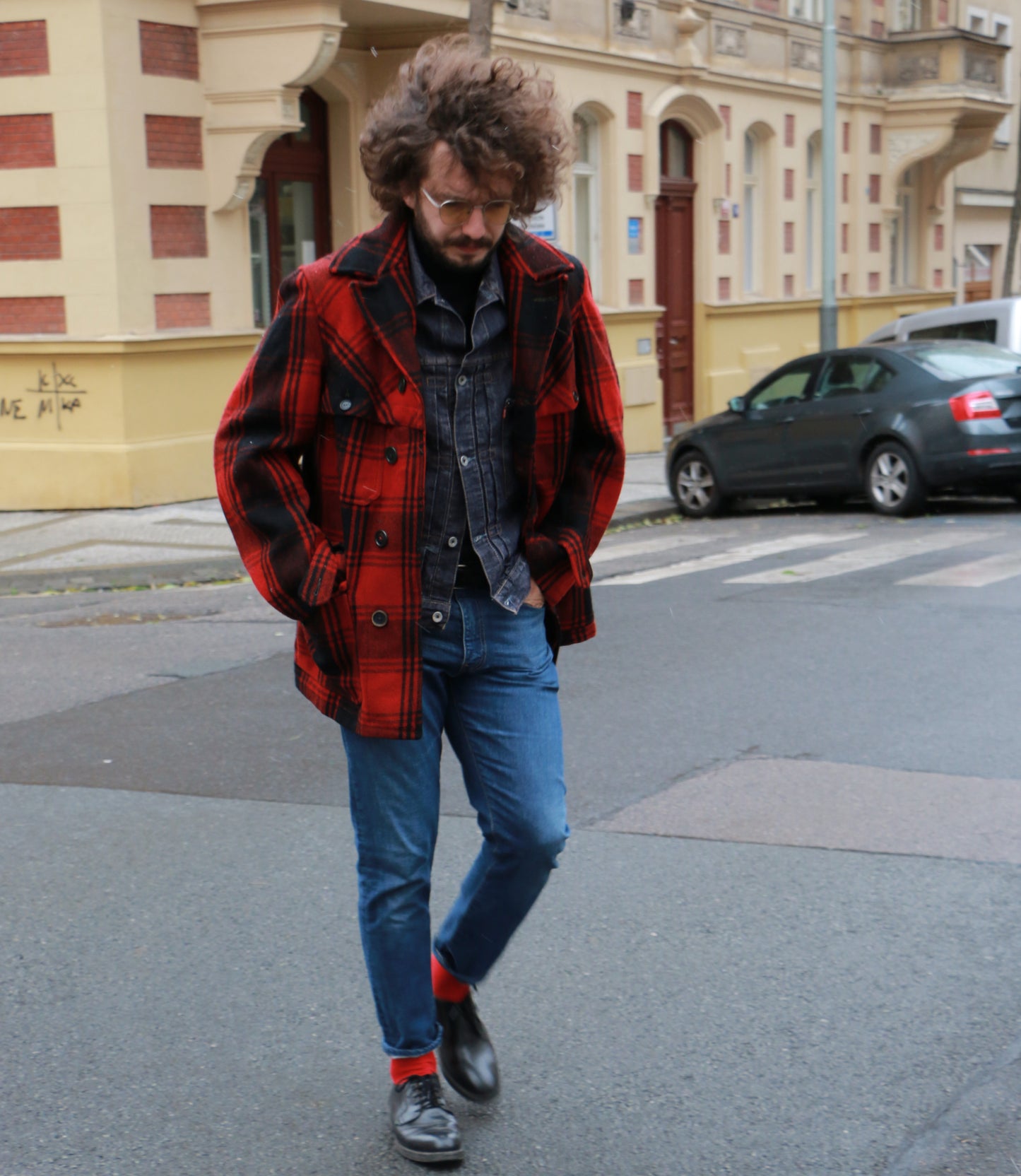 Merrill Buffalo Plaid Wool Barn Jacket 40s, clochard92.com