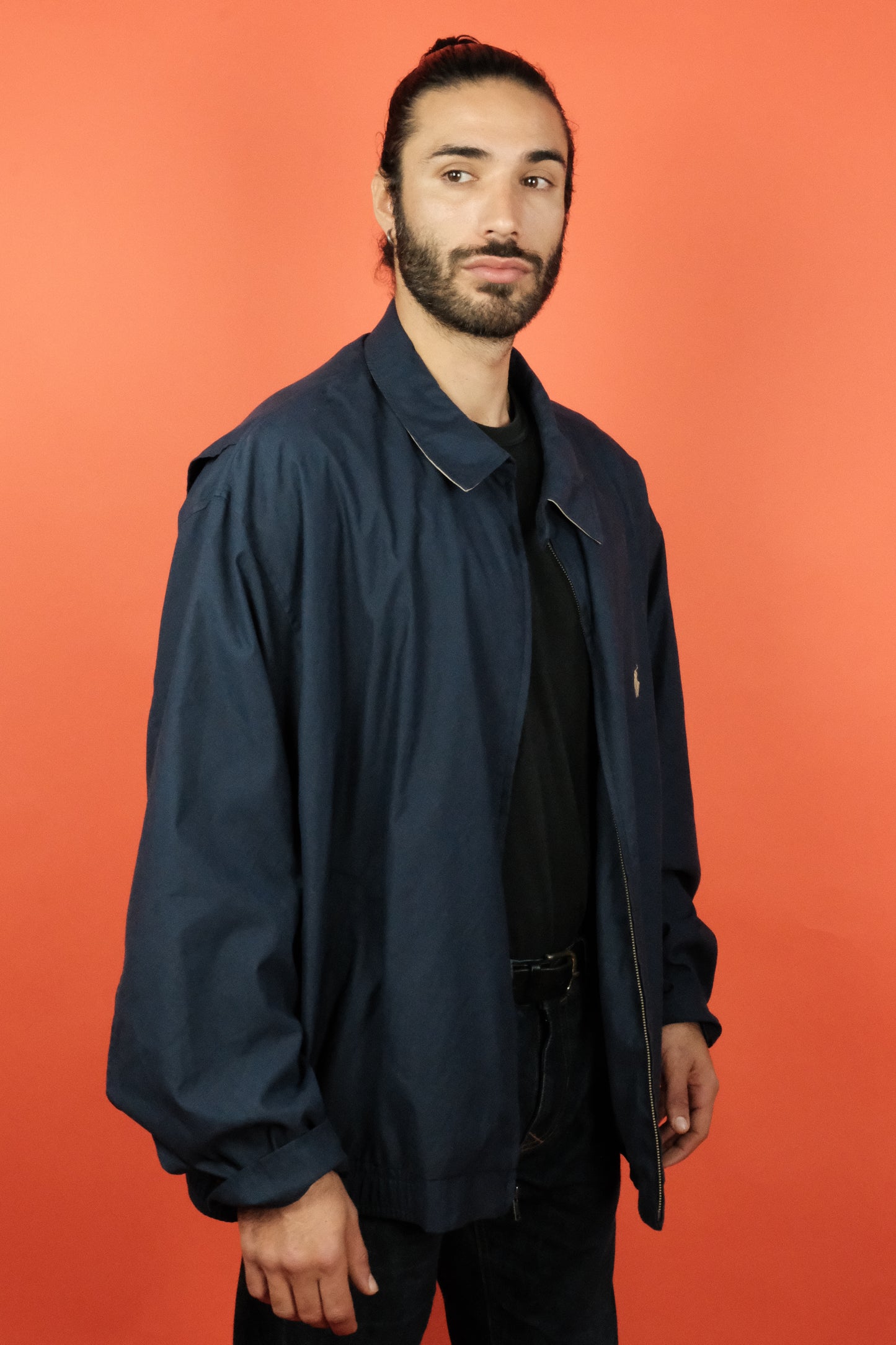 Polo Ralph Lauren Cotton Zip Navy Jacket '4XL' - vintage clothing clochard92.com