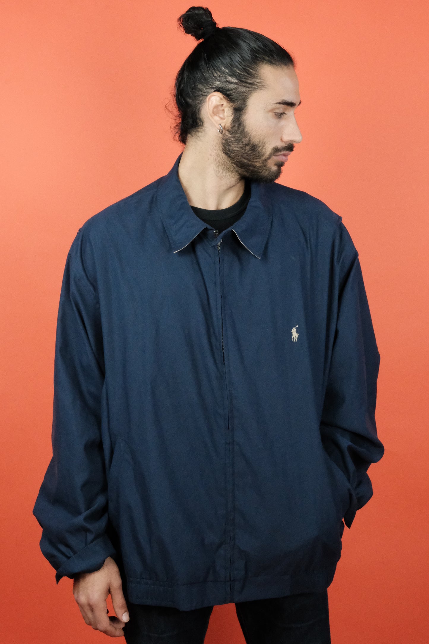 Polo Ralph Lauren Cotton Zip Navy Jacket '4XL' - vintage clothing clochard92.com