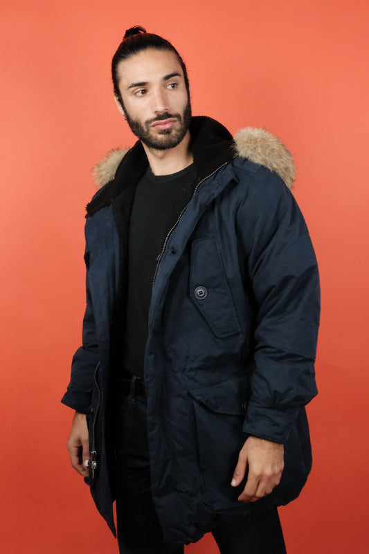 Polo Ralph Lauren Navy Parka 'L' - vintage clothing clochard92.com