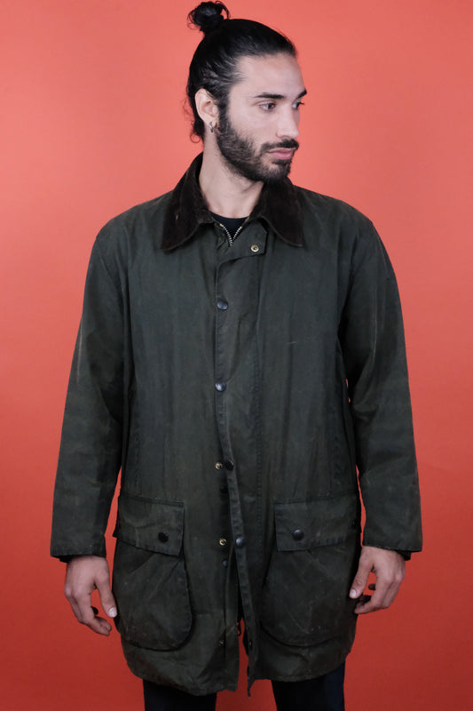 Barbour Border Wax Jacket 'C44' Green - vintage clothing clochard92.com