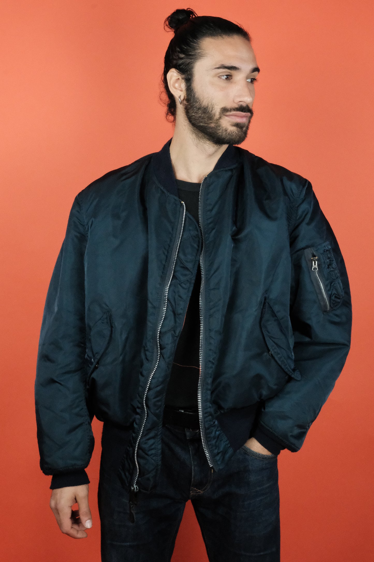 Alpha Industries MA-1 Flying Jacket 'XXL' Navy Made in USA - vintage clothing clochard92.com