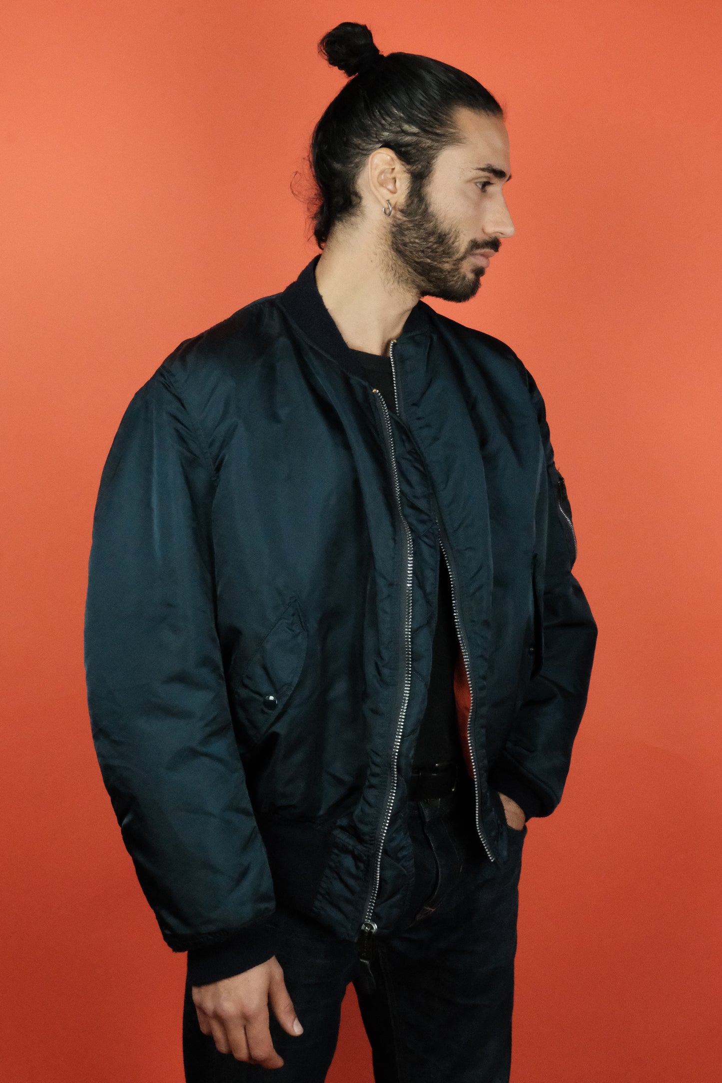 Alpha Industries MA-1 Flying Jacket 'XXL' Navy Made in USA - vintage clothing clochard92.com