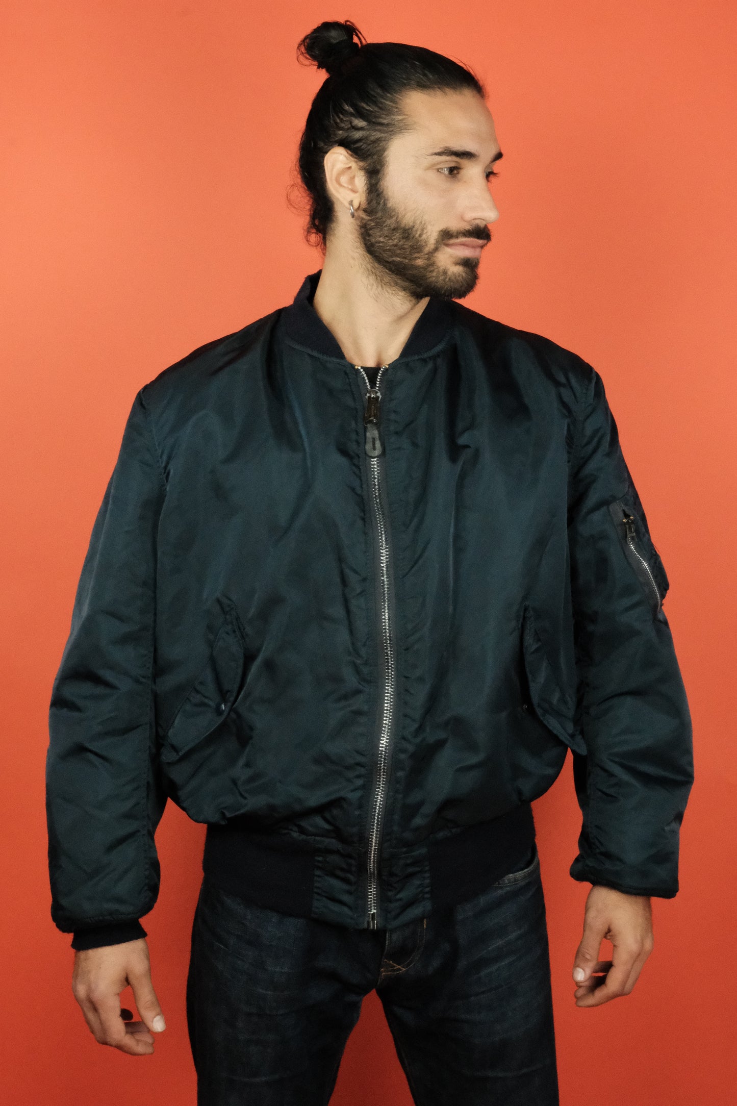 Alpha Industries MA-1 Flying Jacket 'XXL' Navy Made in USA - vintage clothing clochard92.com