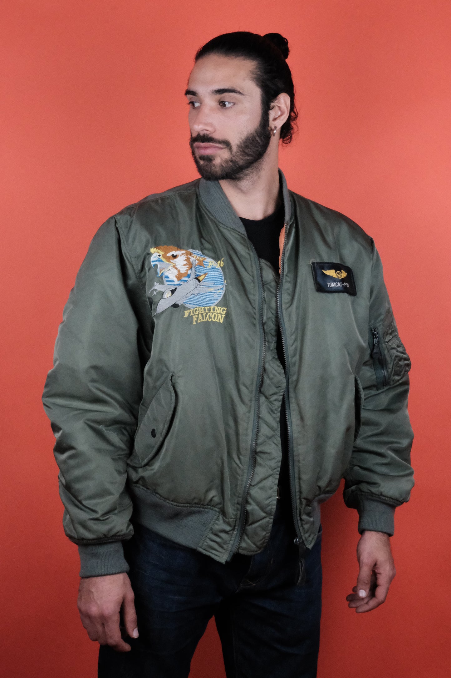 Tomcat 'Fighting Falcon' MA-1 Flying Jacket 'XL' - vintage clothing clochard92.com