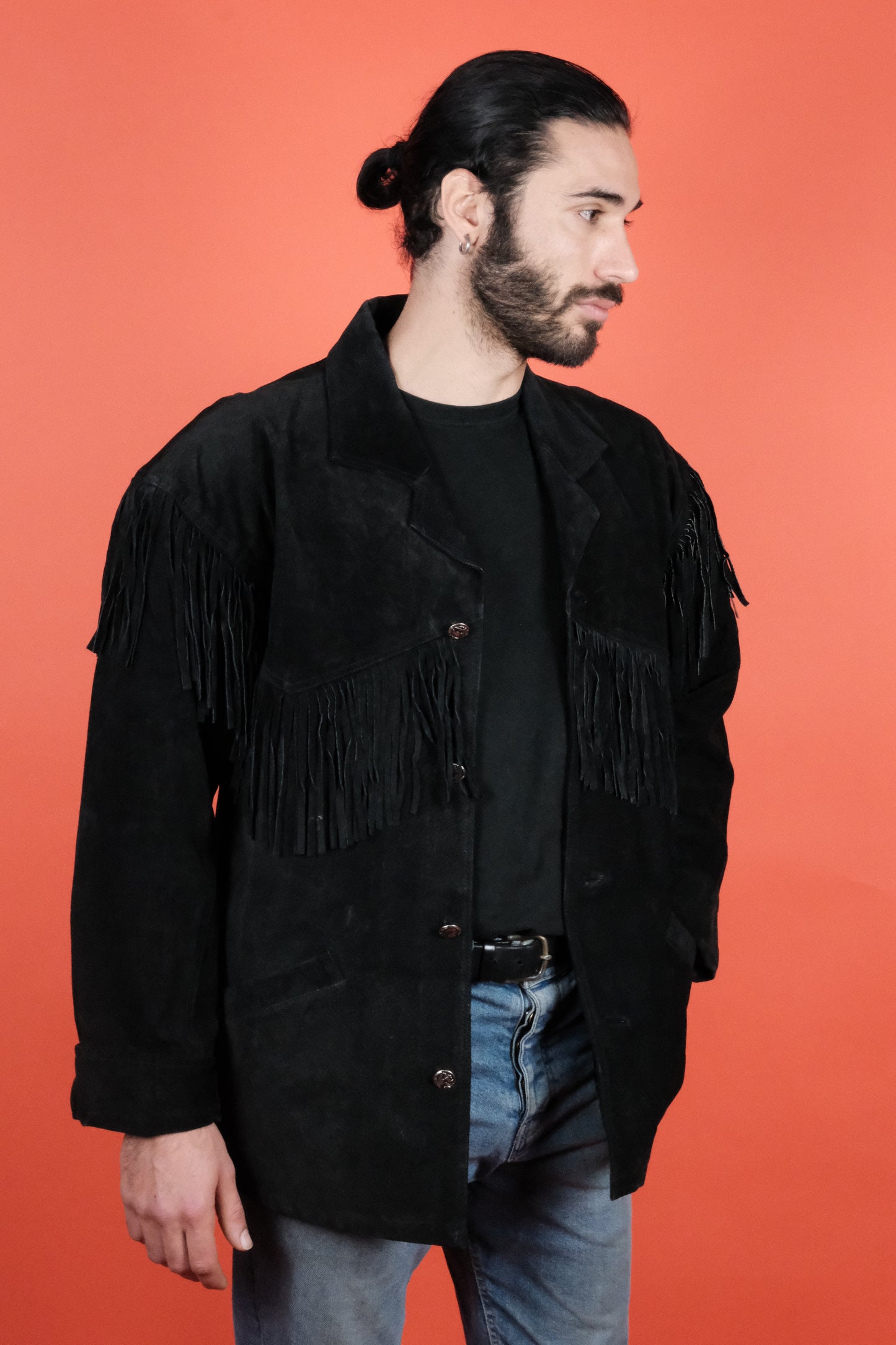 Black Suede Western Jacket - vintage clothing clochard92.com