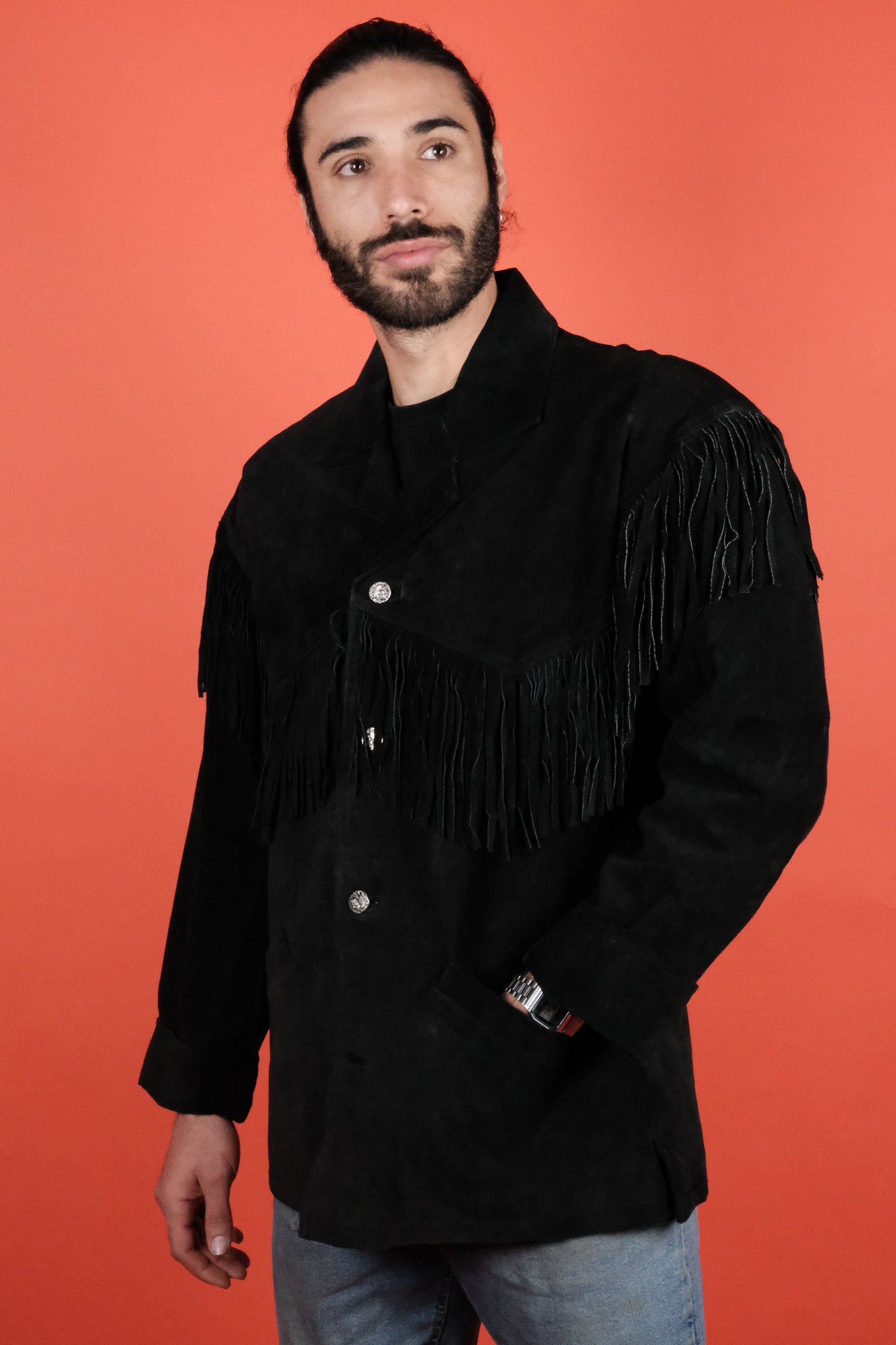 Black Suede Western Jacket - vintage clothing clochard92.com