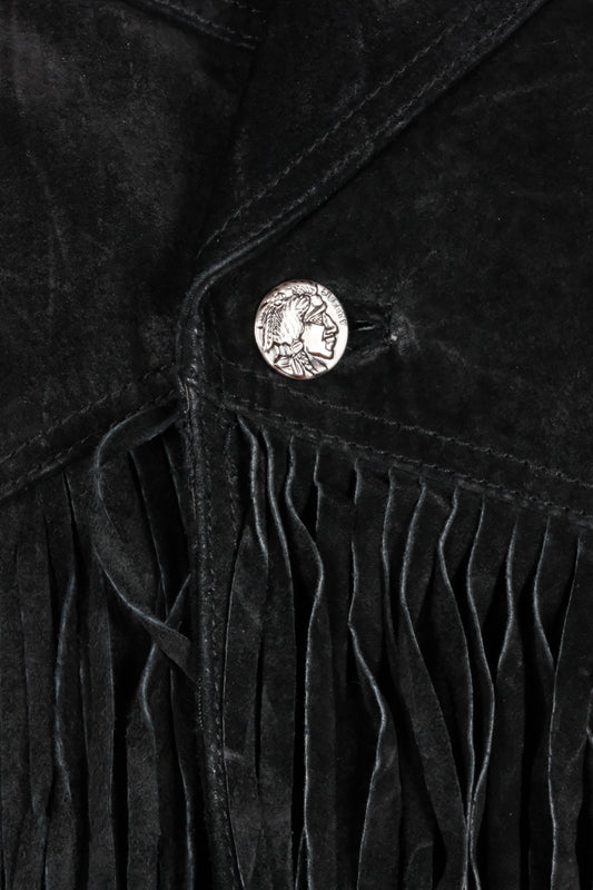 Black Suede Western Jacket - vintage clothing clochard92.com